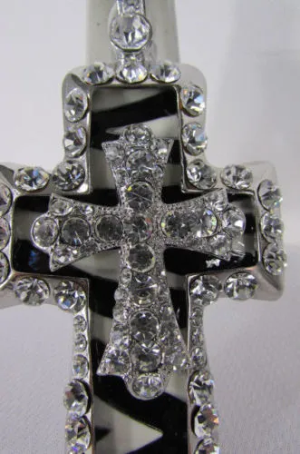Silver Black Multi Rhinestones Big Stylish Bag Necklace Pendant
