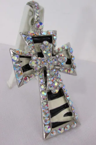 Silver Black Multi Rhinestones Big Stylish Bag Necklace Pendant