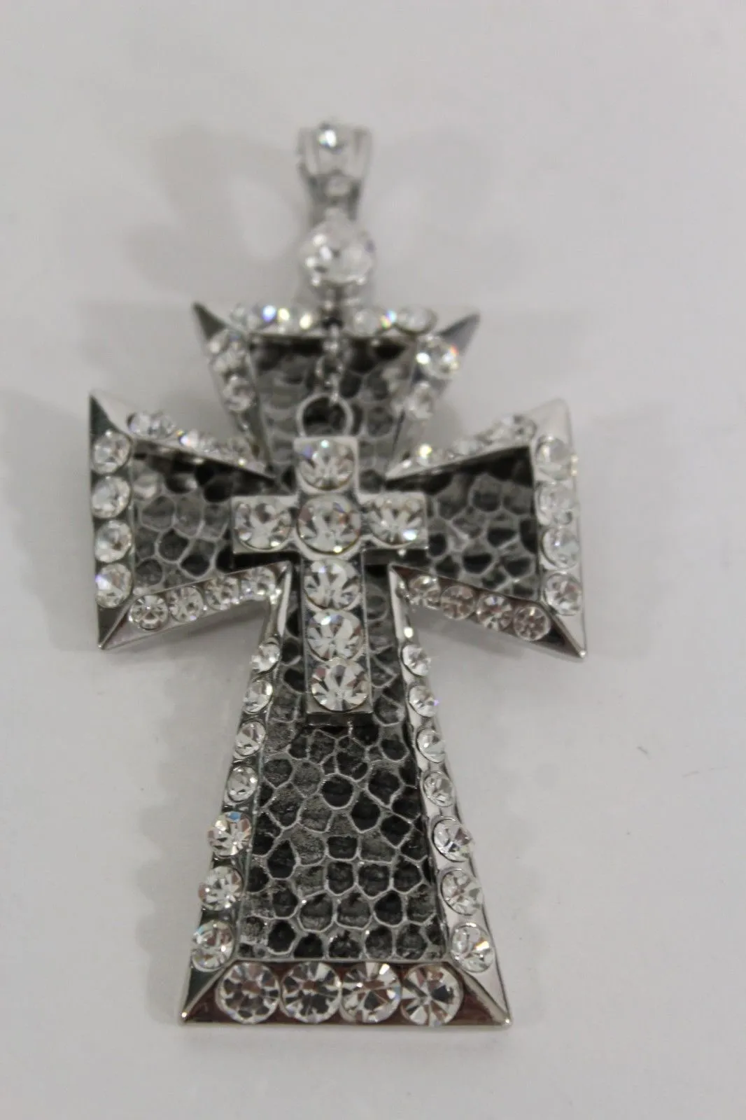 Silver Black Multi Rhinestones Big Stylish Bag Necklace Pendant