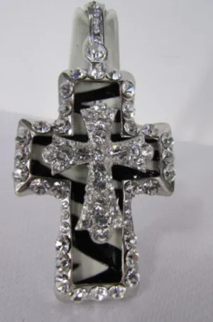 Silver Black Multi Rhinestones Big Stylish Bag Necklace Pendant