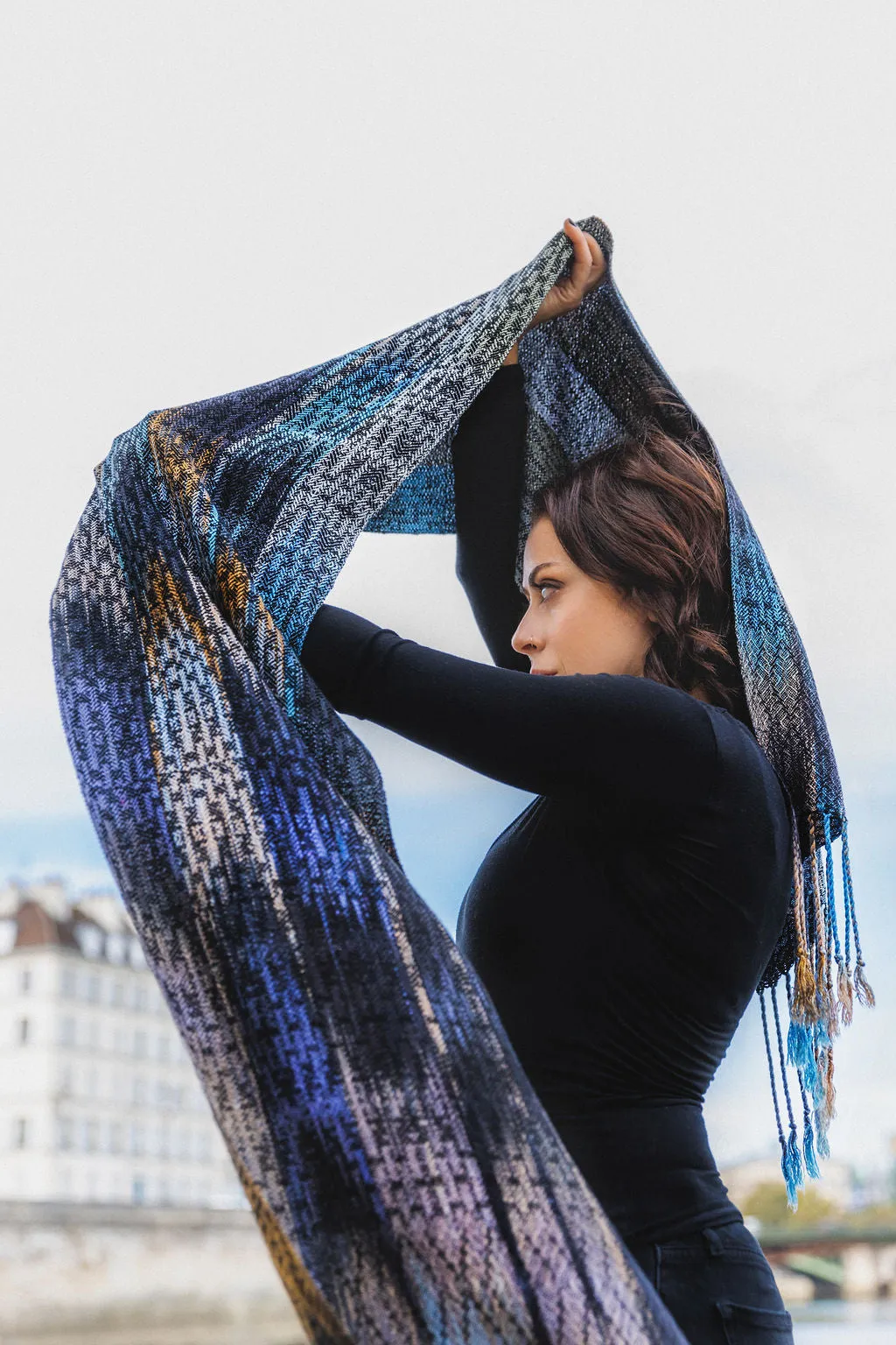 Silver Breasted Broadbill Classic Scarf - Modern Geometric Soft Bronze