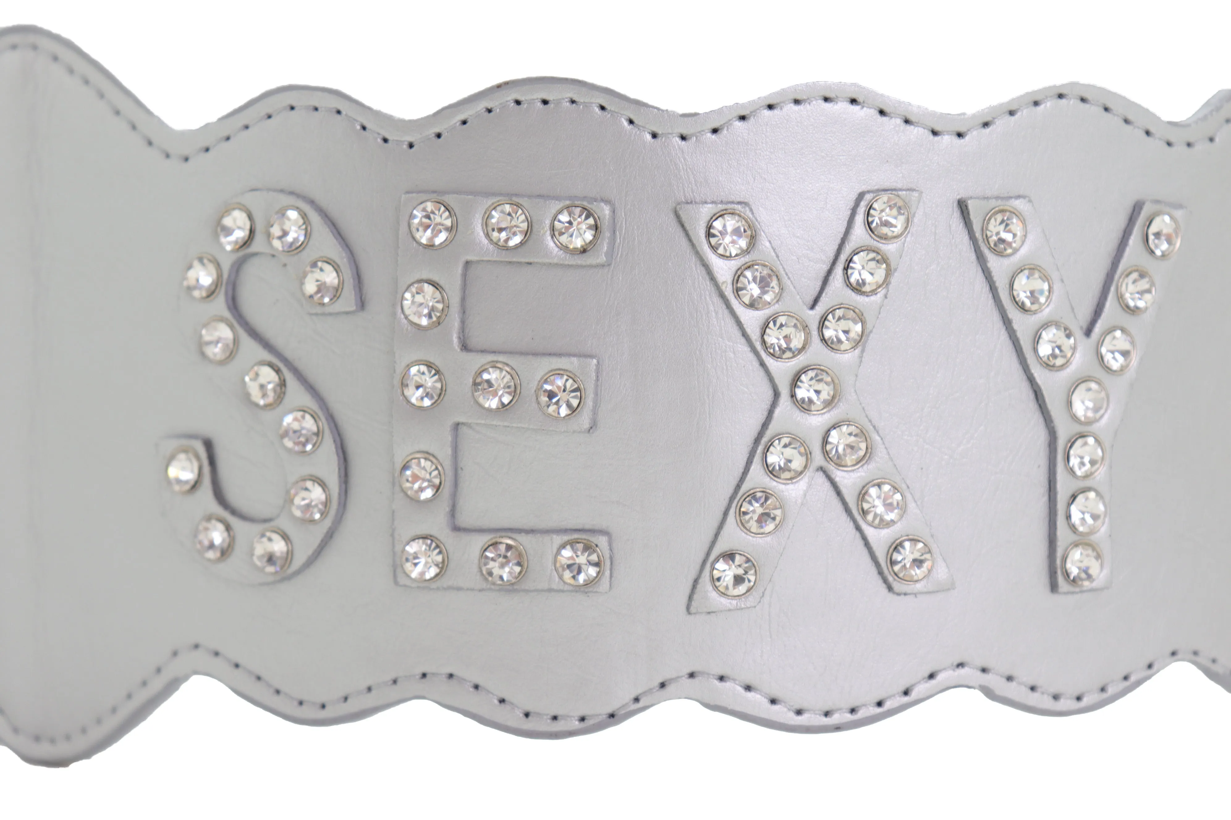 Silver Elastic Wide Fashion Belt Hip High Waist SEXY Adjustable Size S M