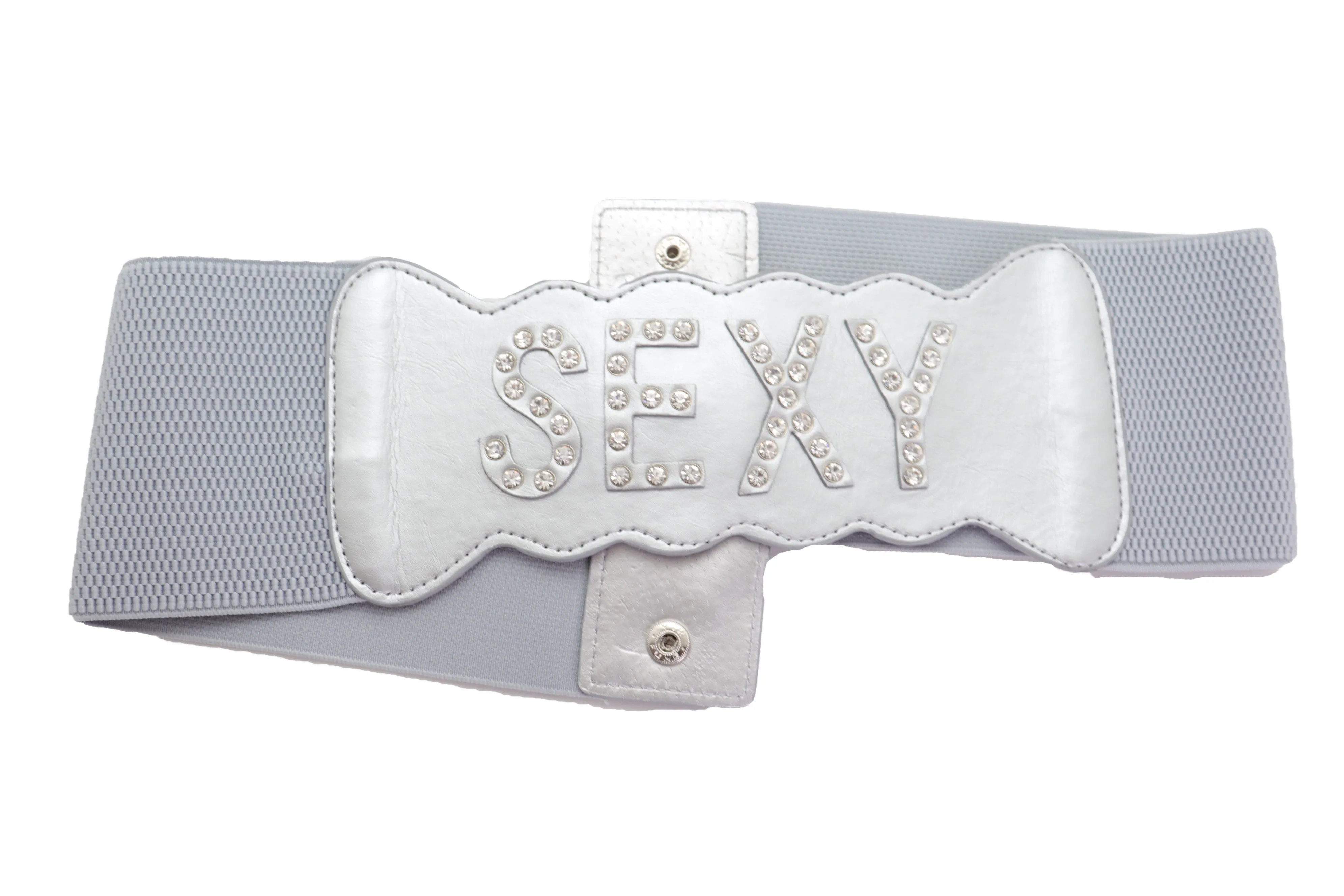 Silver Elastic Wide Fashion Belt Hip High Waist SEXY Adjustable Size S M