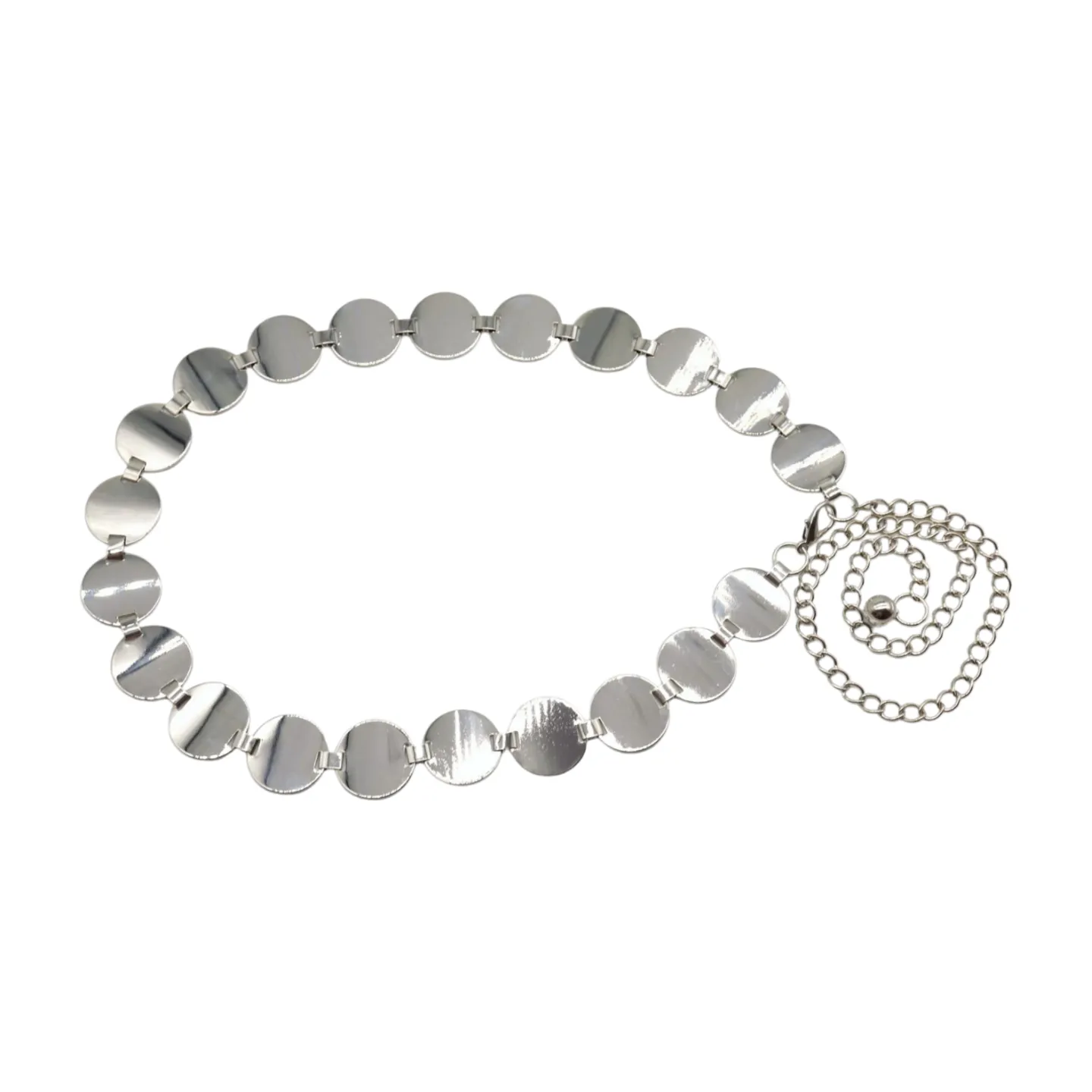 Silver Metal Chain Belt Circle Round Charm S M