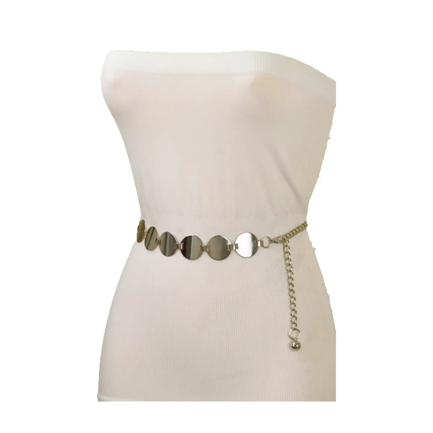 Silver Metal Chain Belt Circle Round Charm S M