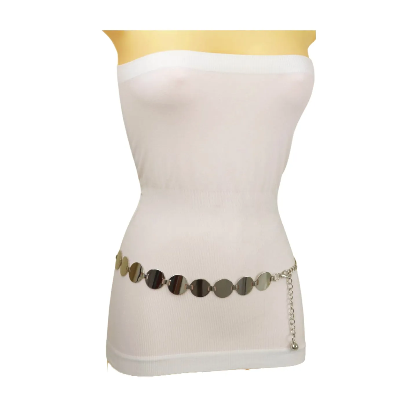 Silver Metal Chain Belt Circle Round Charm S M