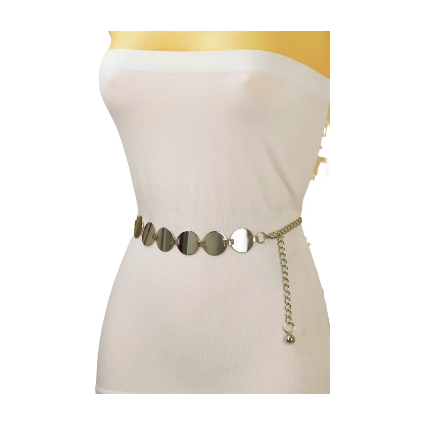 Silver Metal Chain Belt Circle Round Charm S M