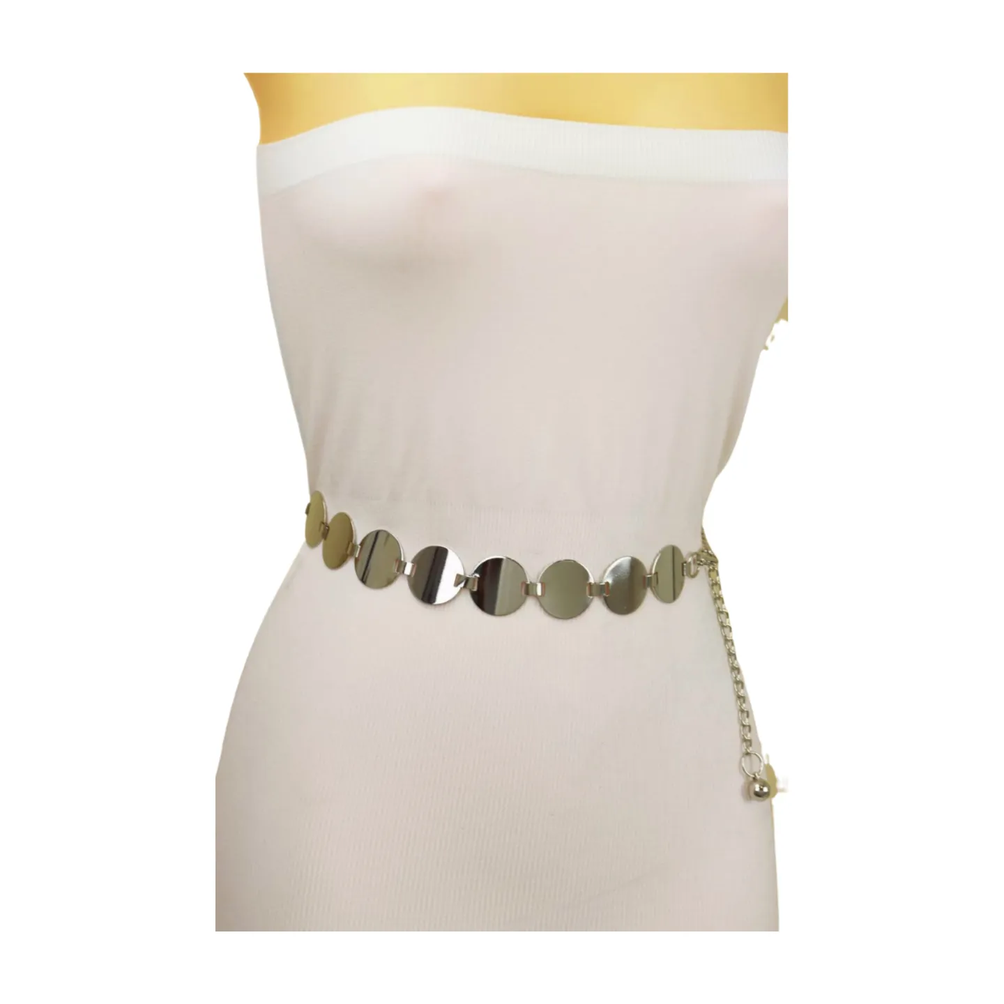 Silver Metal Chain Belt Circle Round Charm S M