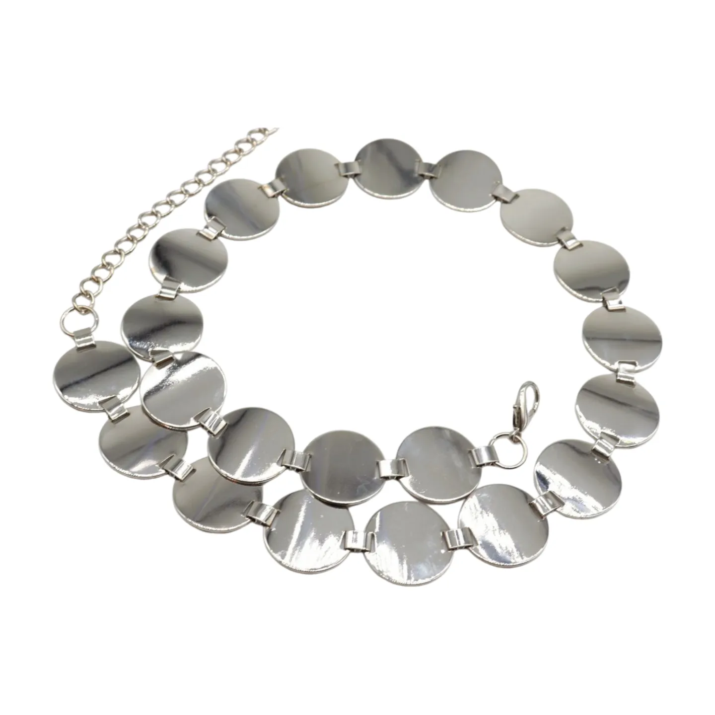 Silver Metal Chain Belt Circle Round Charm S M