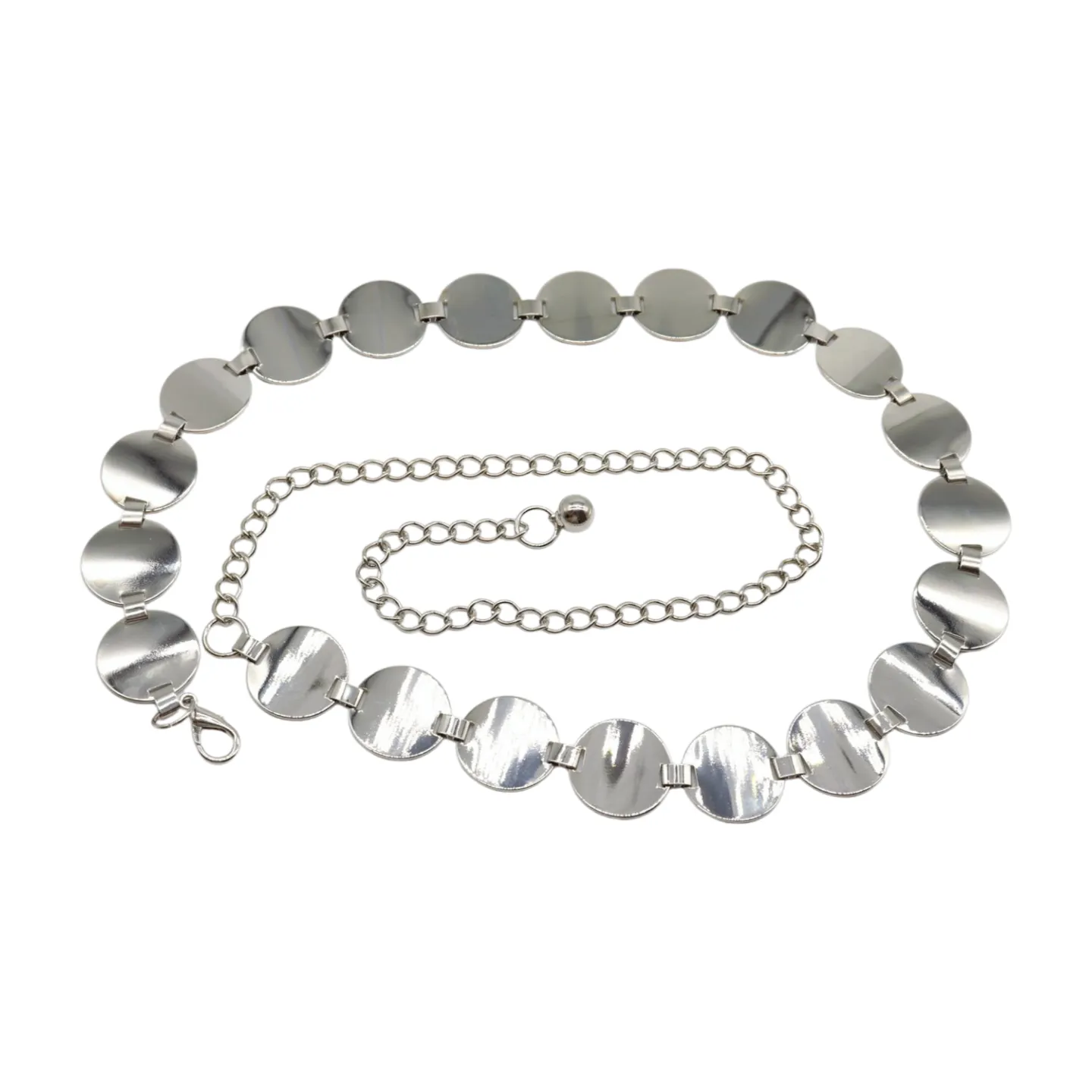 Silver Metal Chain Belt Circle Round Charm S M