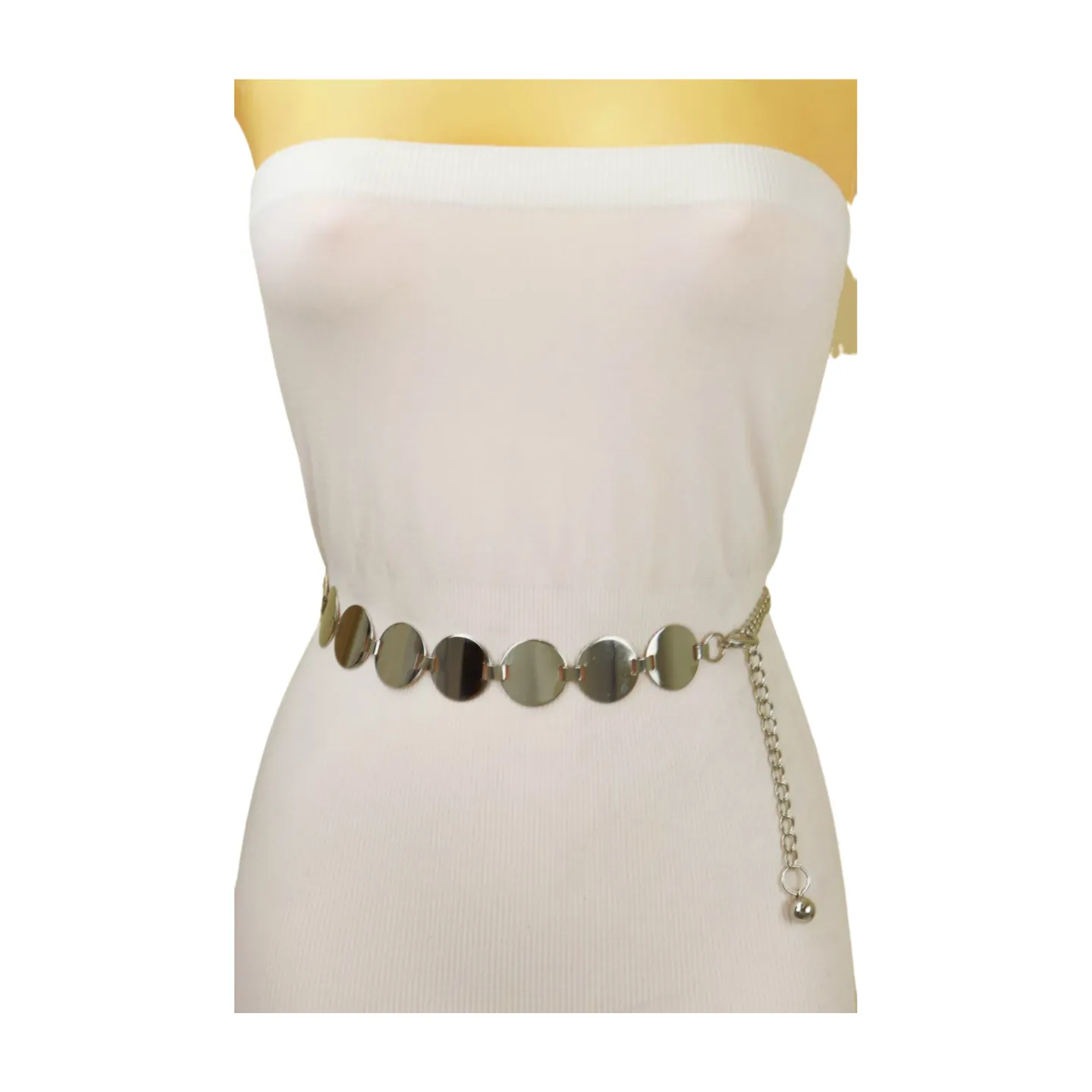 Silver Metal Chain Belt Circle Round Charm S M