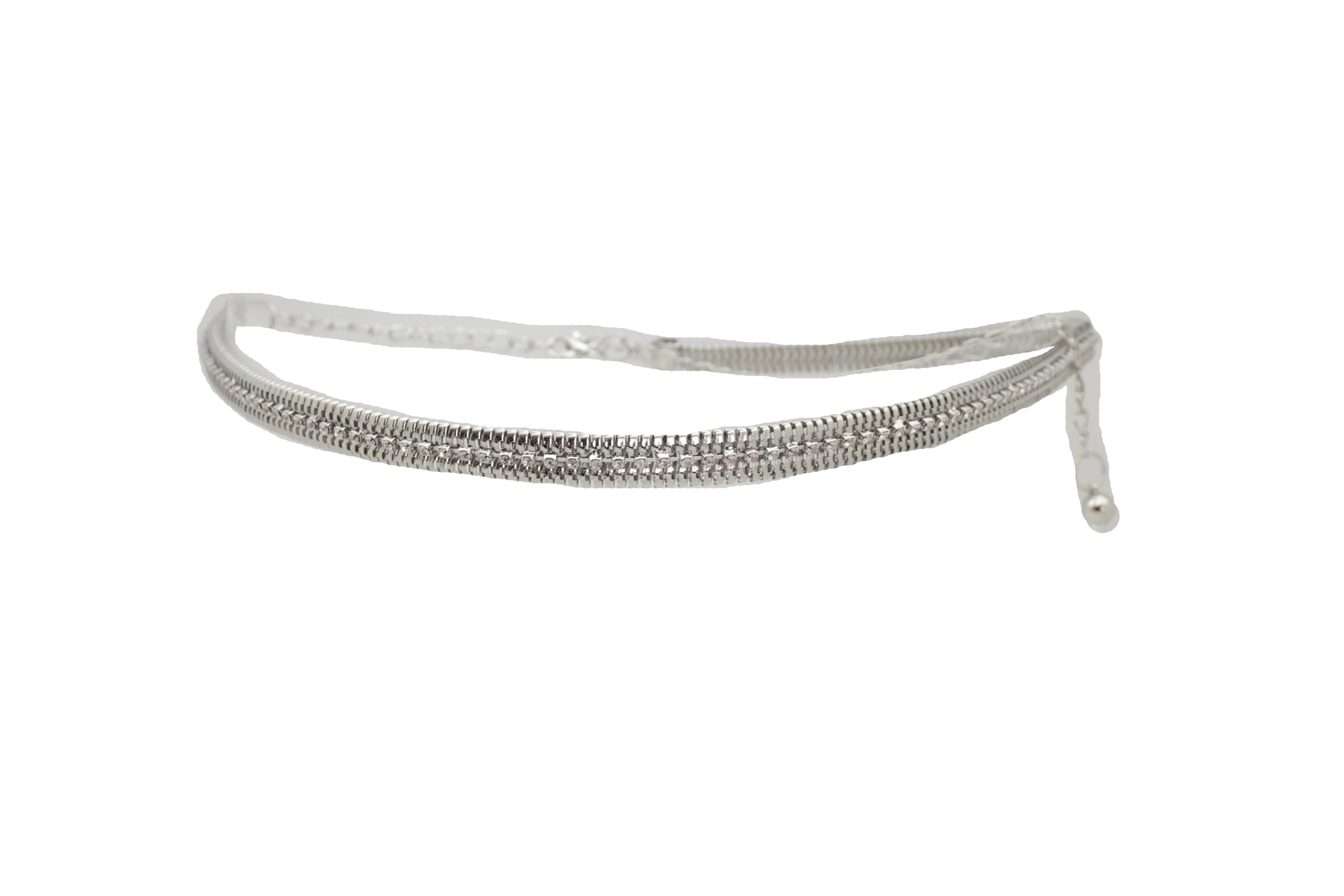 Silver Metal Chain Bling Skinny High Waist Hip Fashion Belt Fit Size S M L