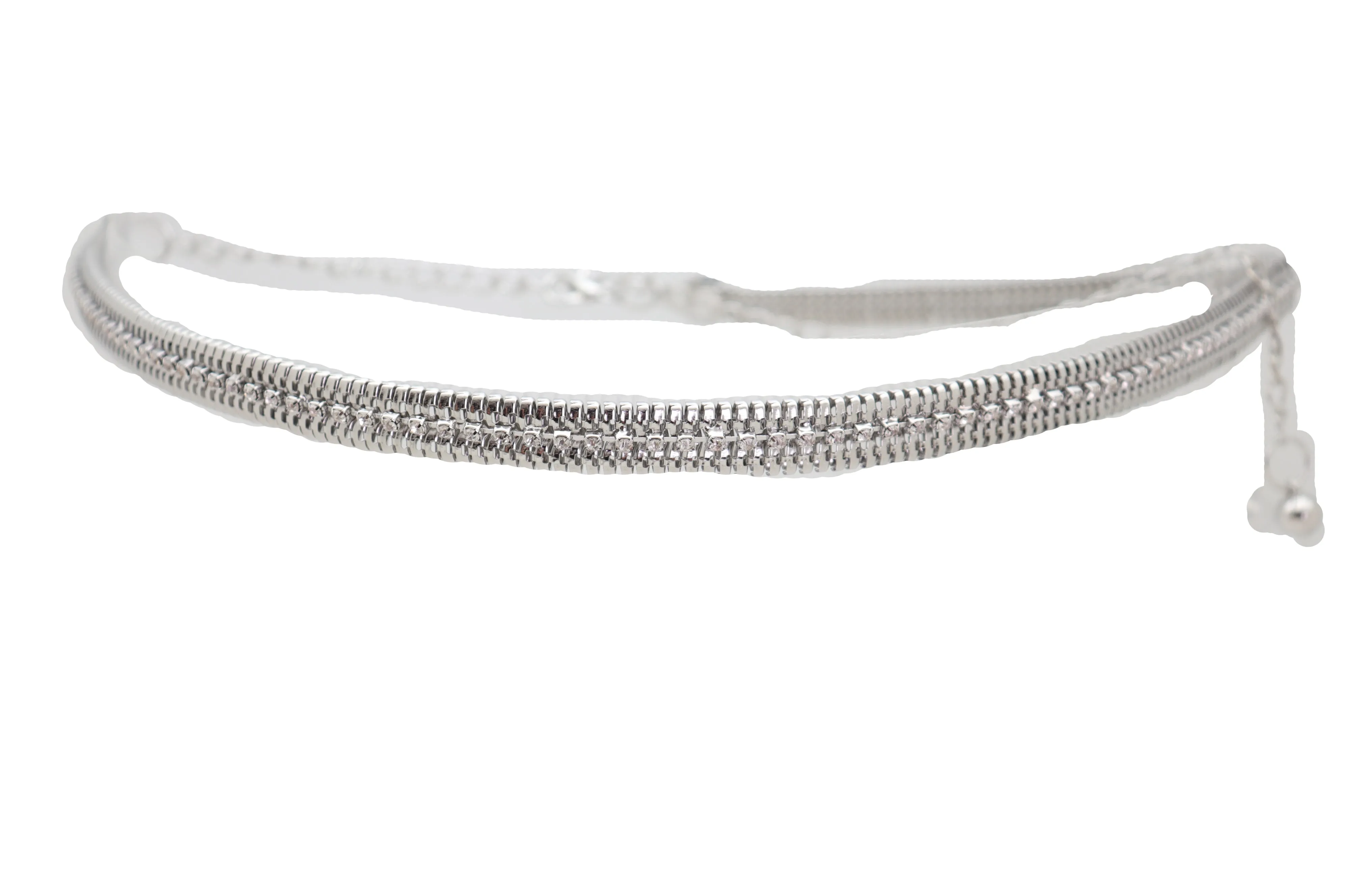 Silver Metal Chain Bling Skinny High Waist Hip Fashion Belt Fit Size S M L
