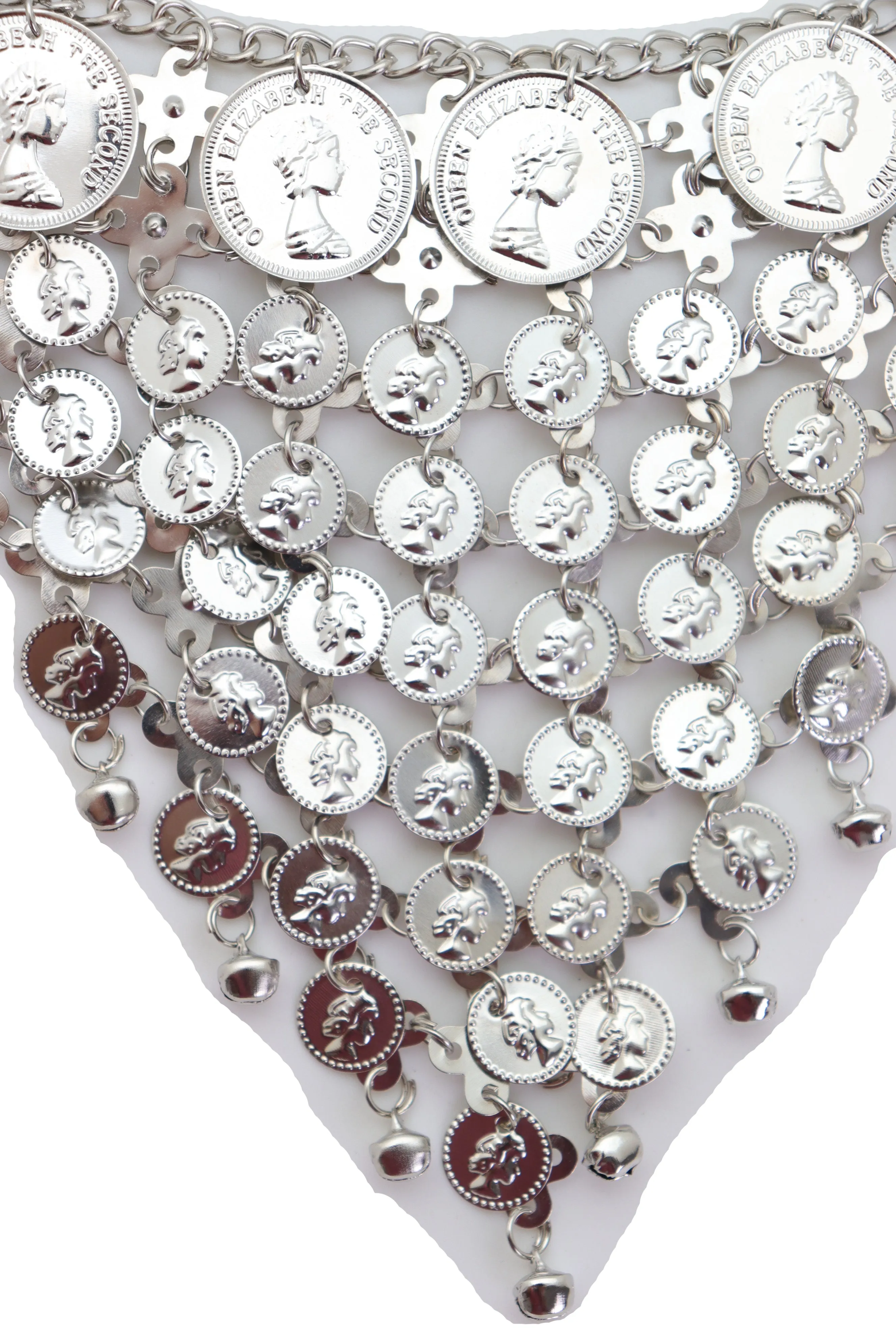 Silver Metal Chain Coin Charms Bling Belt Belly Dance Hip High Waist S M L