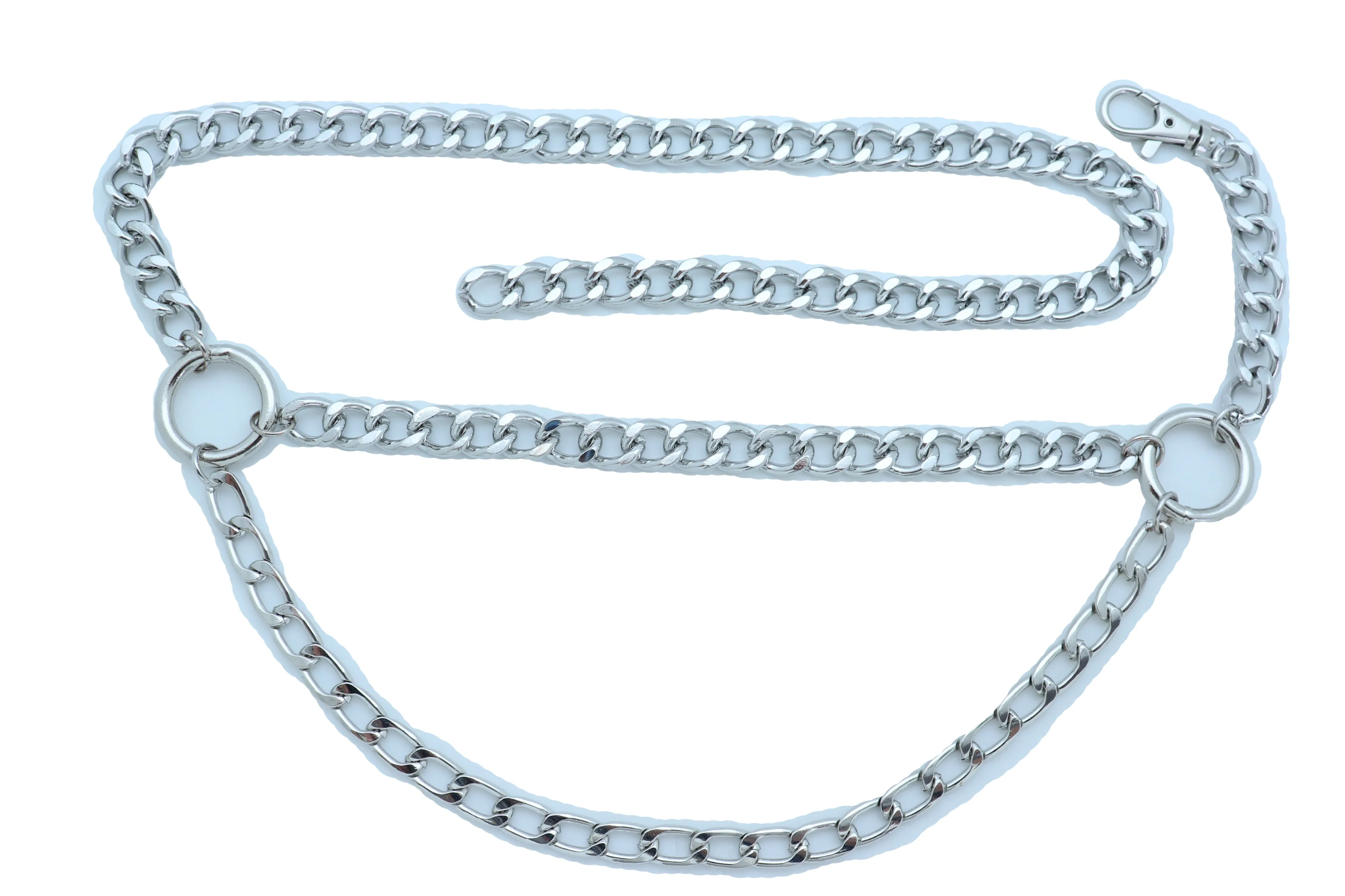 Silver Metal Chain Link Side Rings Belt