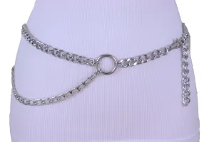 Silver Metal Chain Link Side Rings Belt