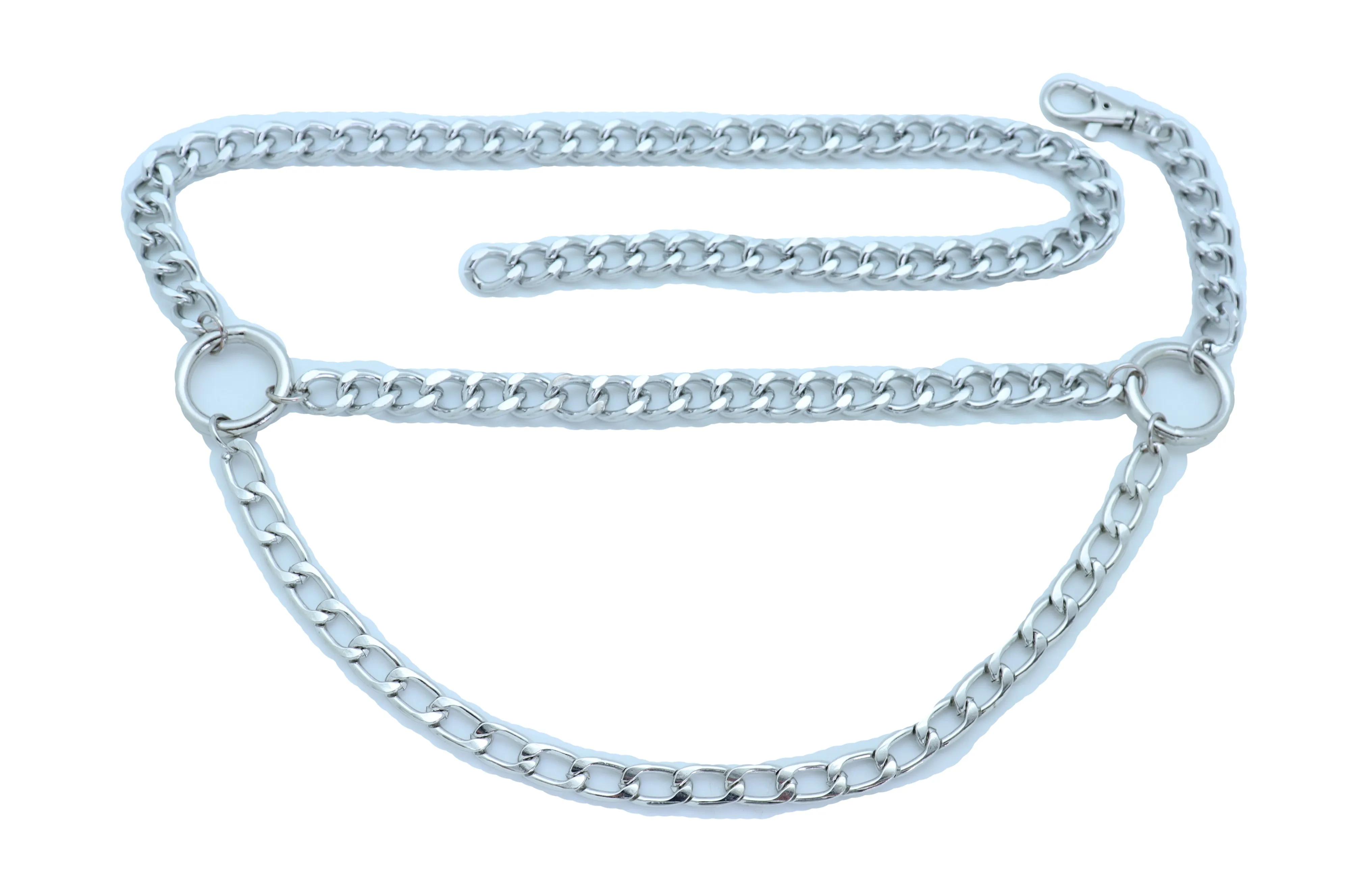 Silver Metal Chain Link Side Rings Belt