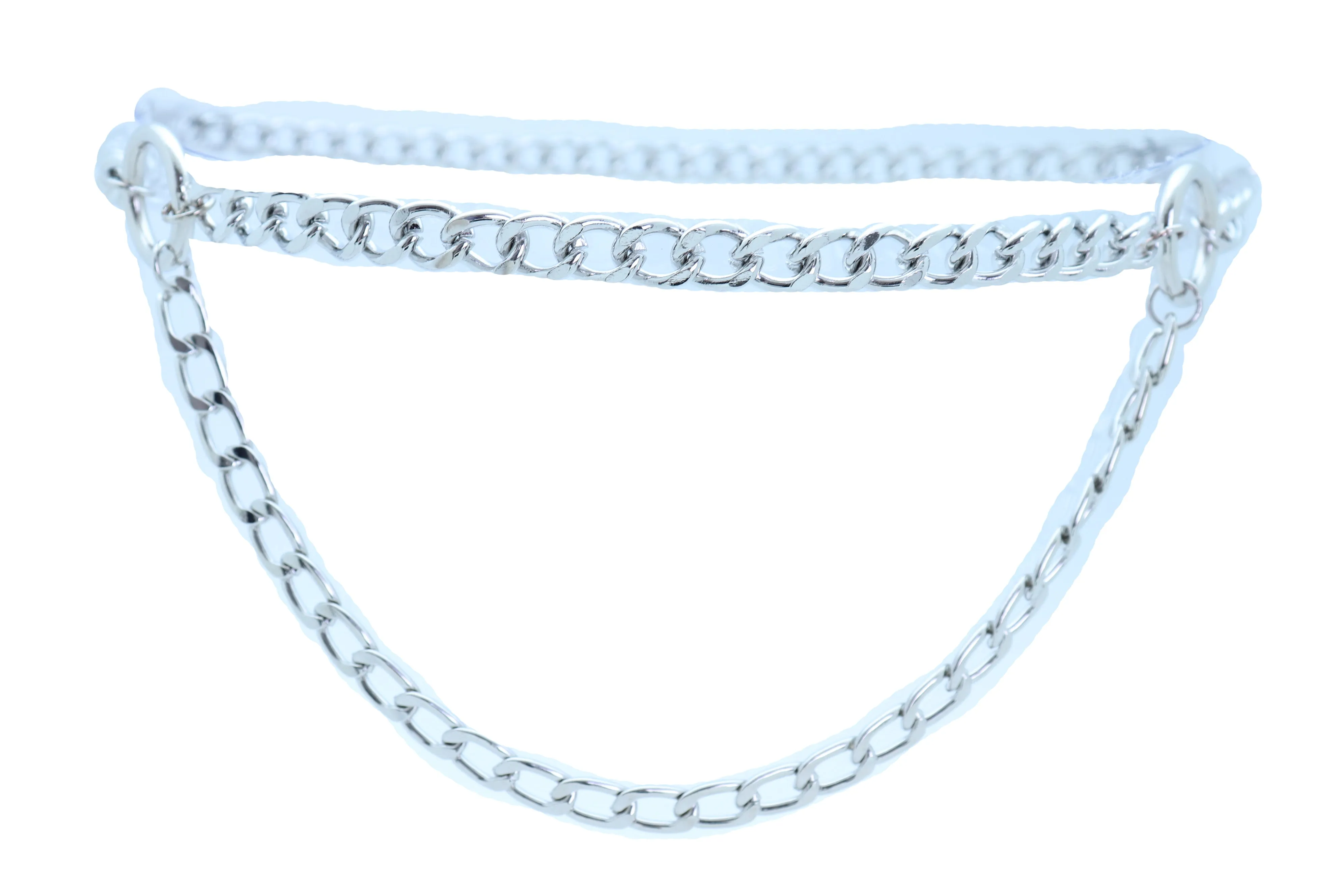 Silver Metal Chain Link Side Rings Belt