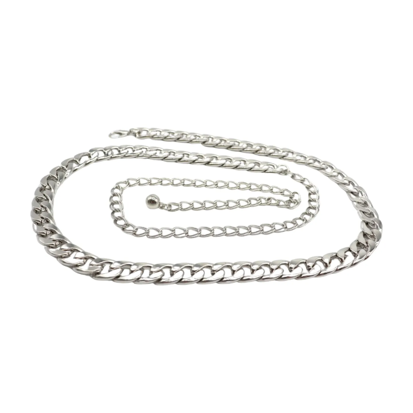 Silver Metal Chain Links Belt Hip Waist Size S M L