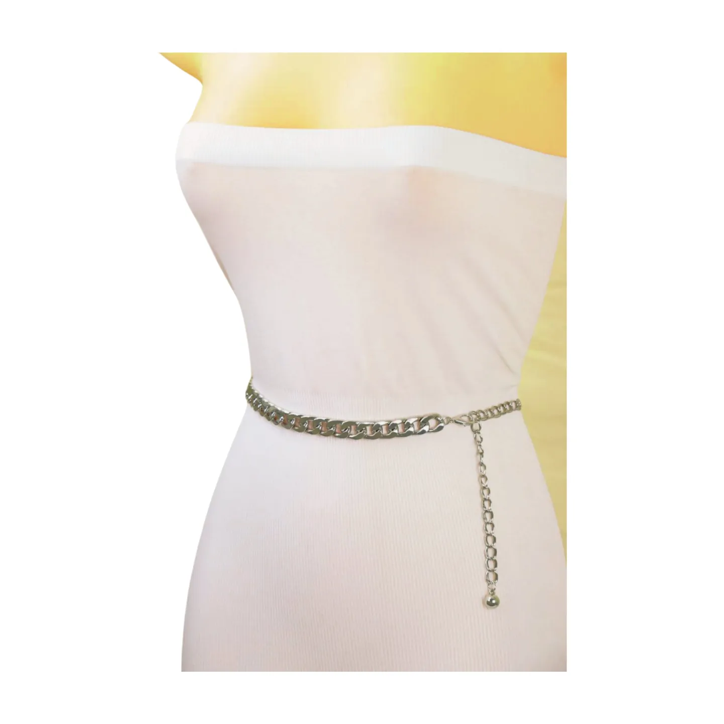 Silver Metal Chain Links Belt Hip Waist Size S M L
