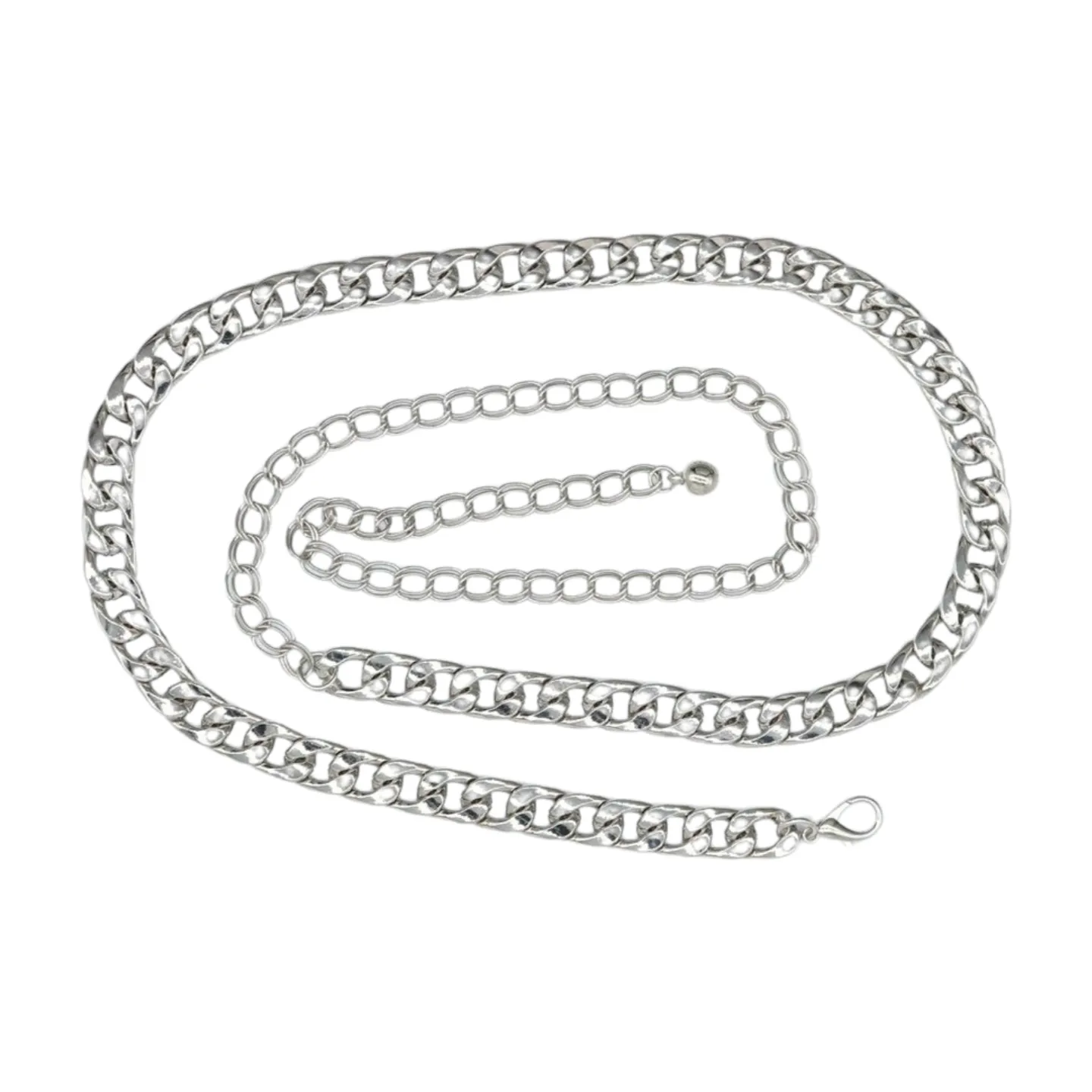 Silver Metal Chain Links Belt Hip Waist Size S M L