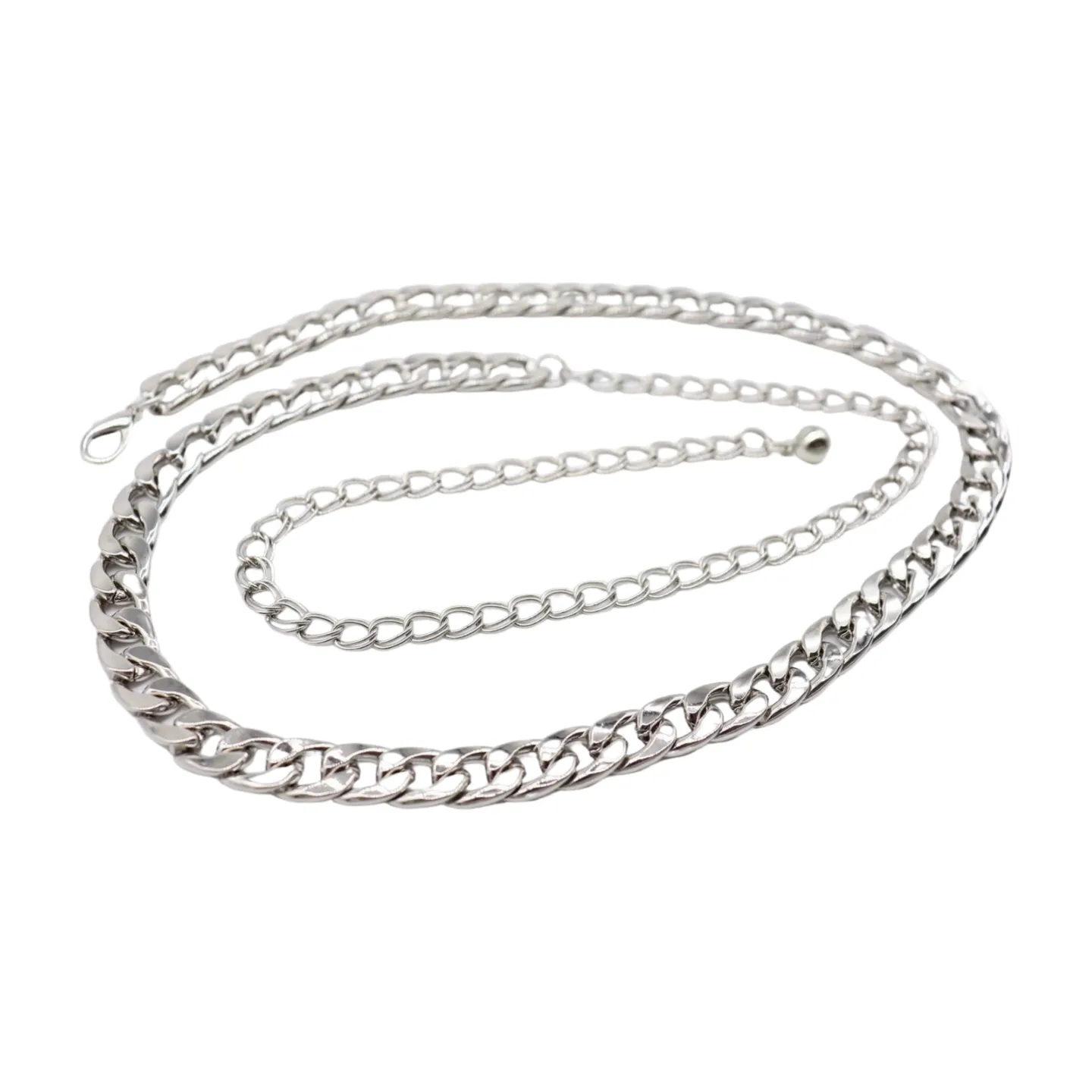 Silver Metal Chain Links Belt Hip Waist Size S M L