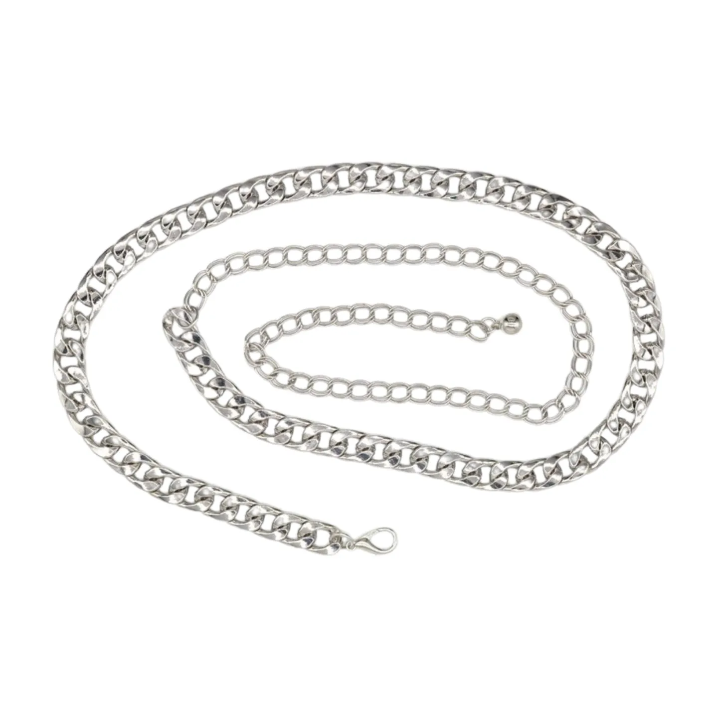 Silver Metal Chain Links Belt Hip Waist Size S M L