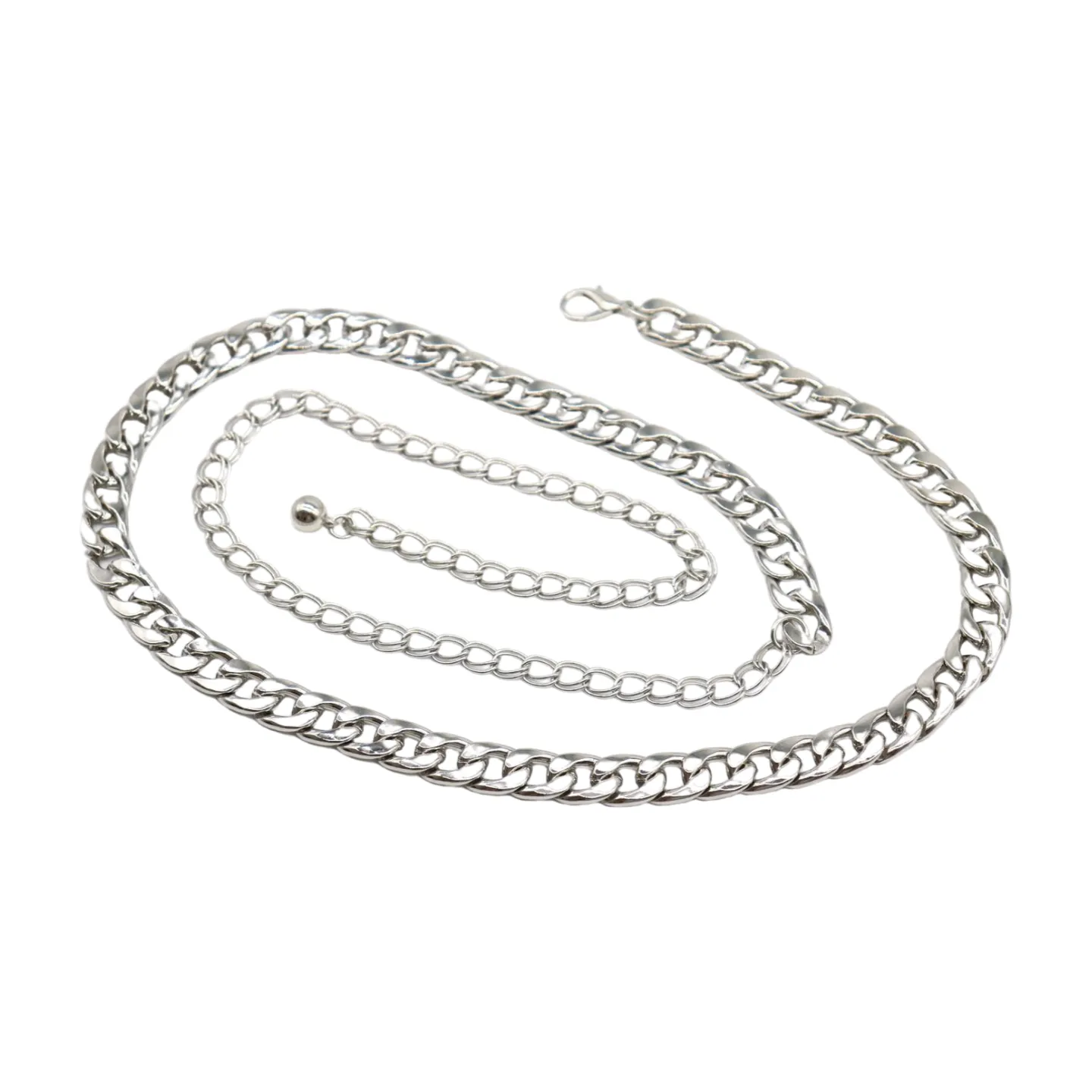 Silver Metal Chain Links Belt Hip Waist Size S M L