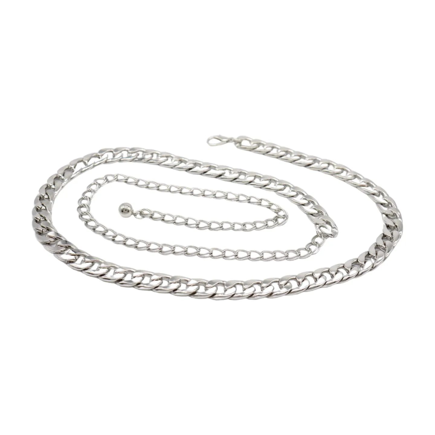 Silver Metal Chain Links Belt Hip Waist Size S M L