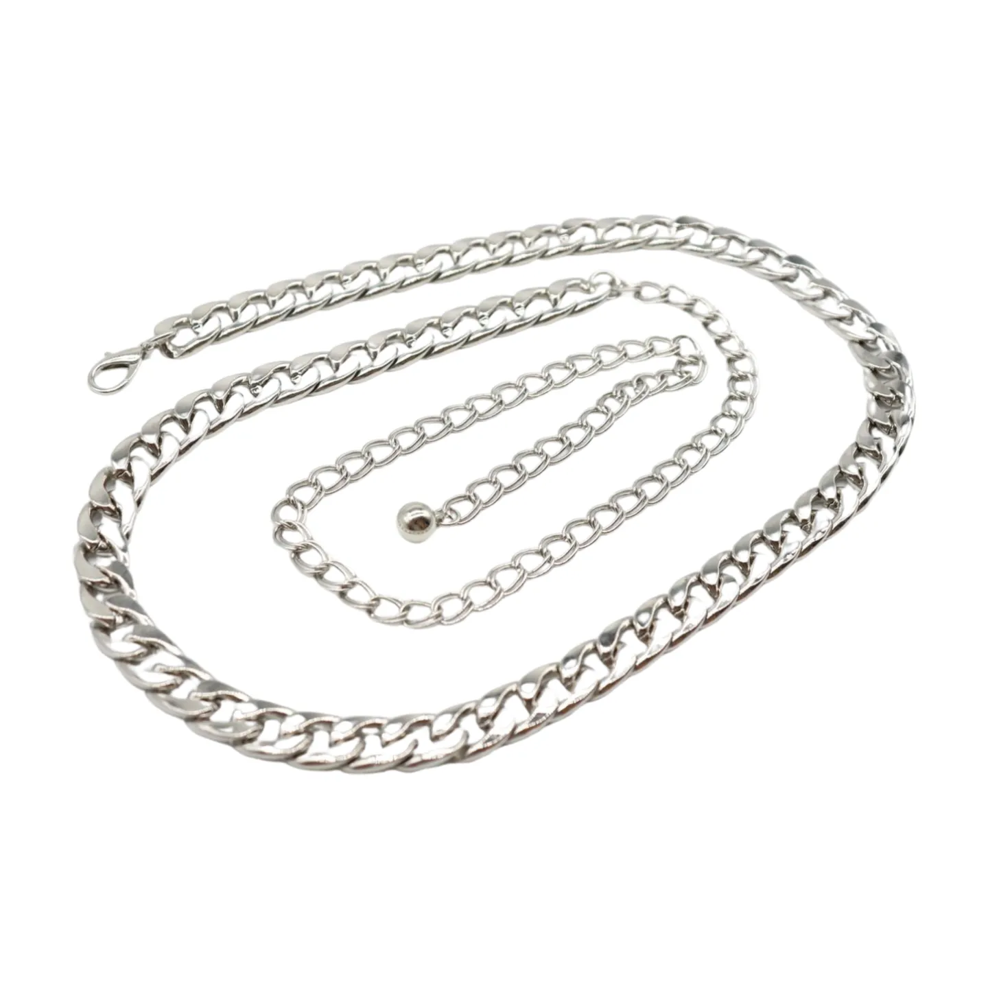 Silver Metal Chain Links Belt Hip Waist Size S M L