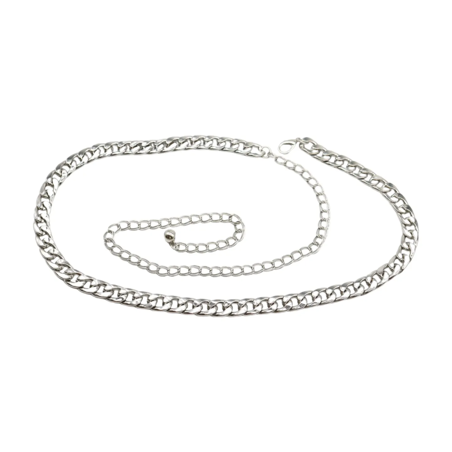 Silver Metal Chain Links Belt Hip Waist Size S M L
