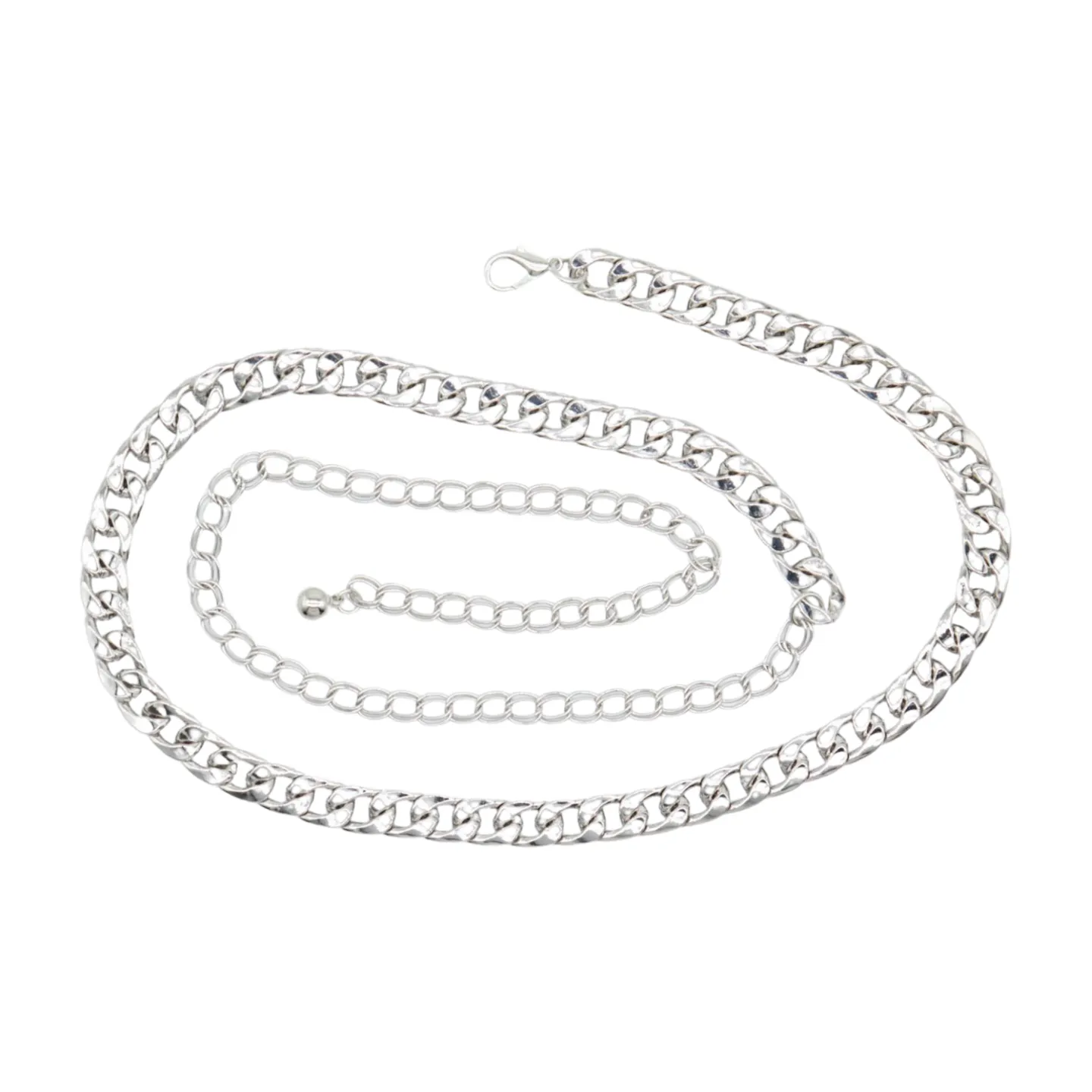 Silver Metal Chain Links Belt Hip Waist Size S M L