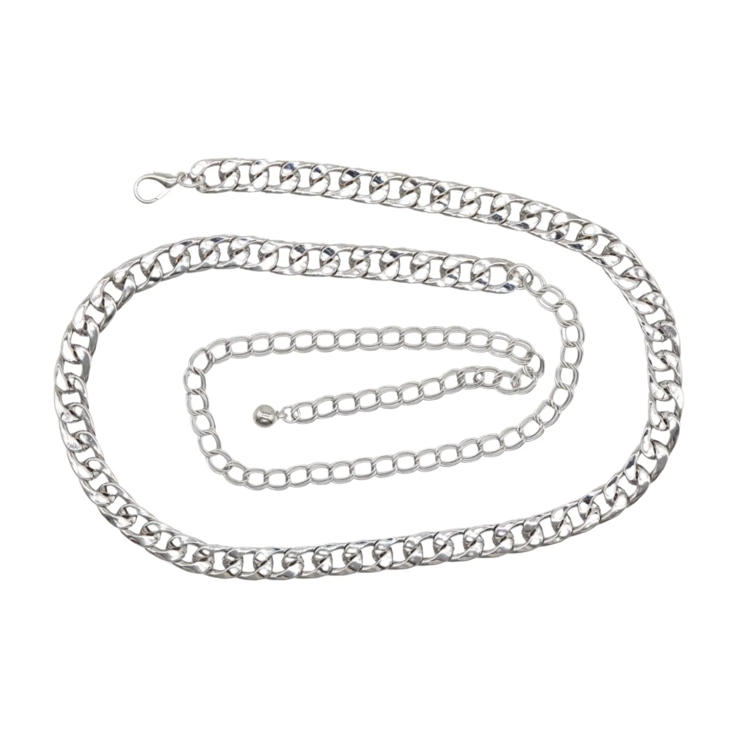 Silver Metal Chain Links Belt Hip Waist Size S M L
