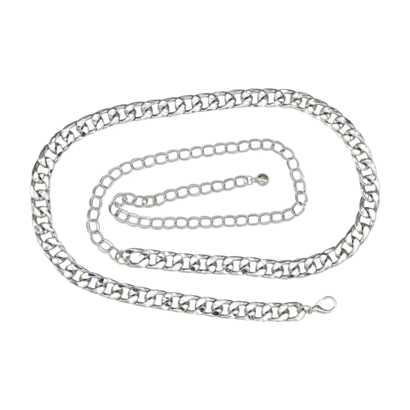 Silver Metal Chain Links Belt Hip Waist Size S M L