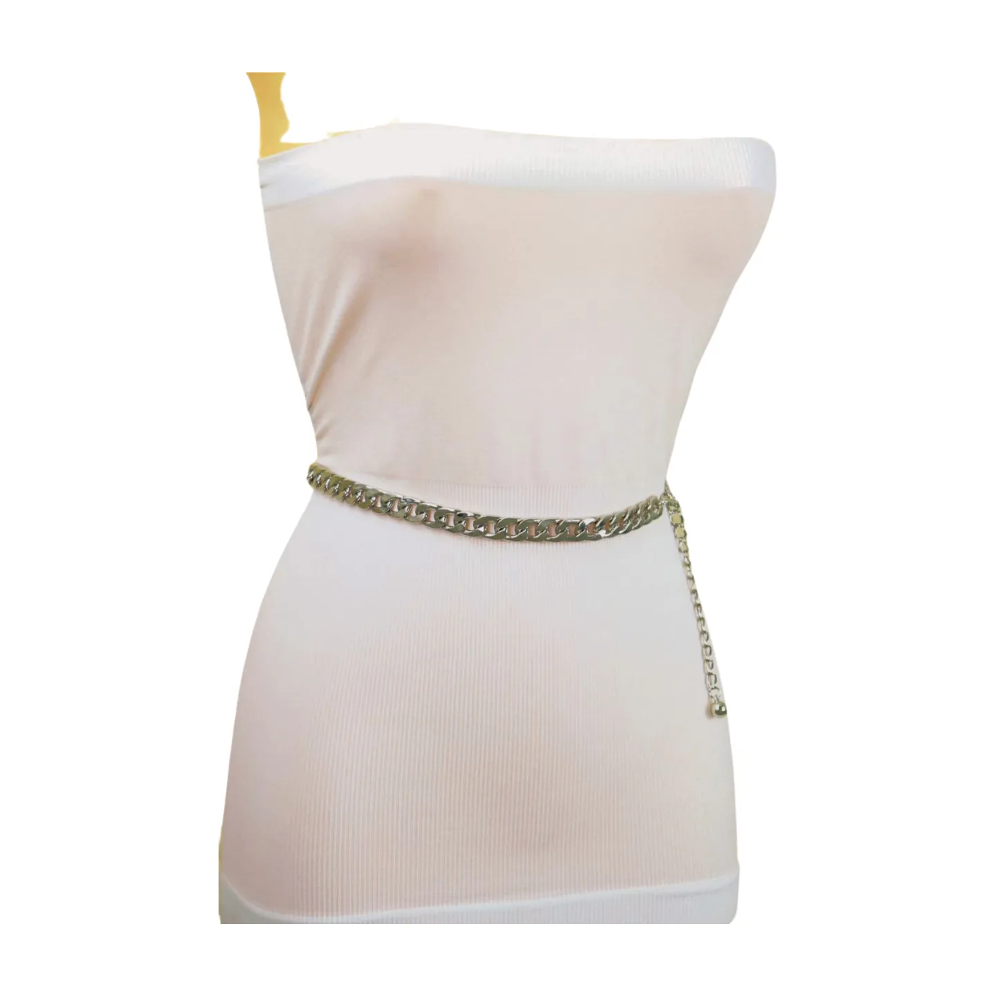 Silver Metal Chain Links Belt Hip Waist Size S M L