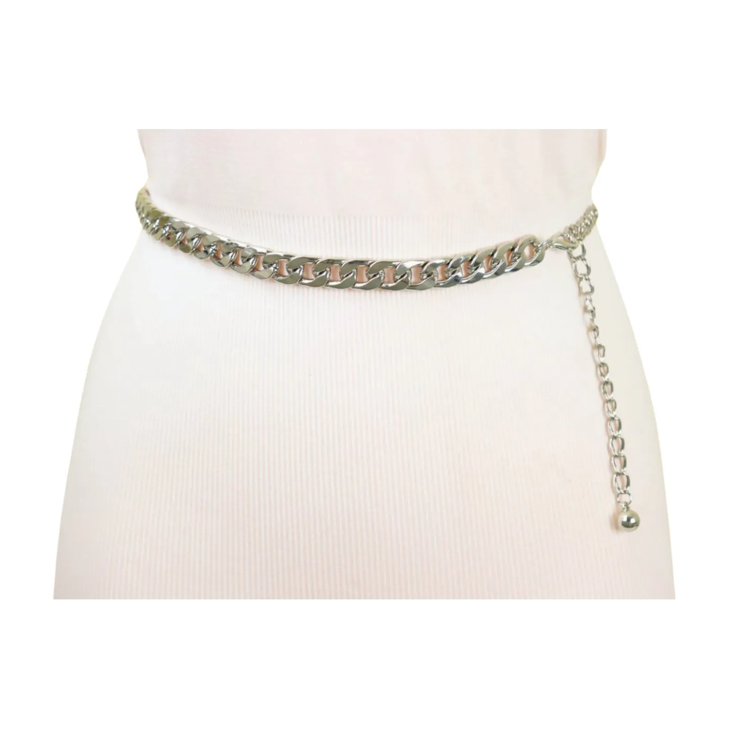 Silver Metal Chain Links Belt Hip Waist Size S M L