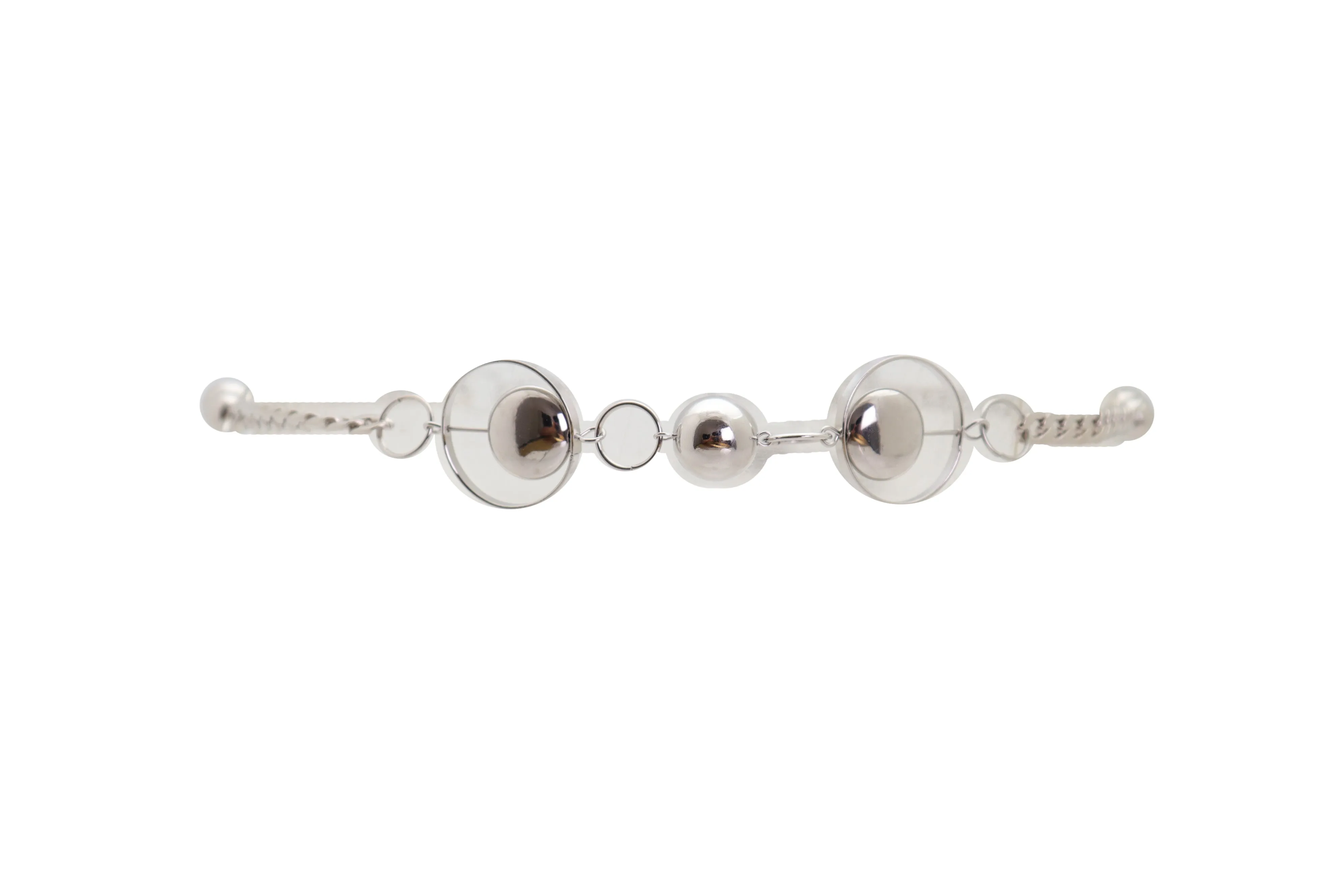 Silver Metal Chain Links Waistband Fashion Belt Circle Round Charms S M L