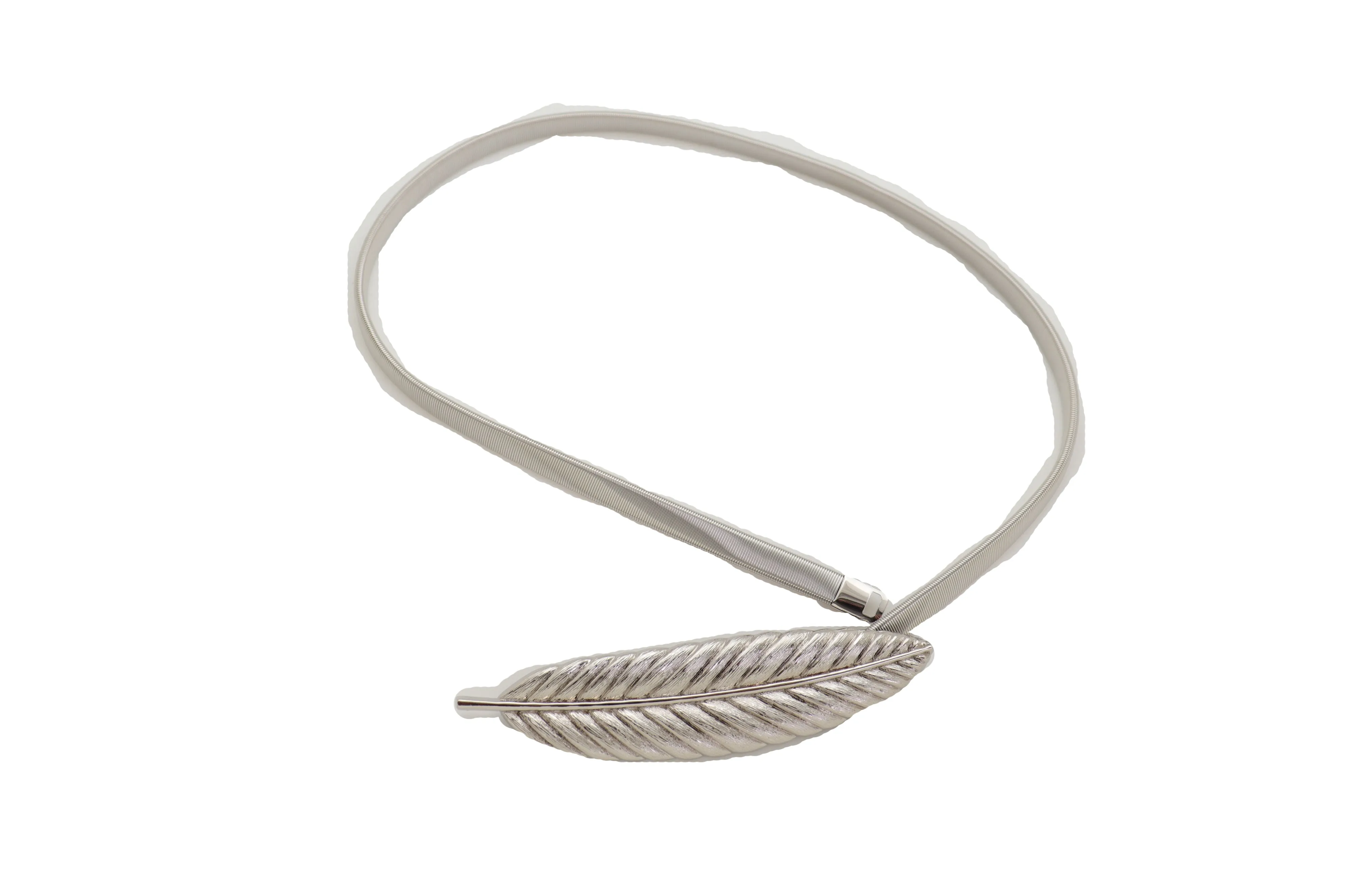 Silver Metal Leaf Elastic Waistband Fashion Belt Hip High Waist Size S M L