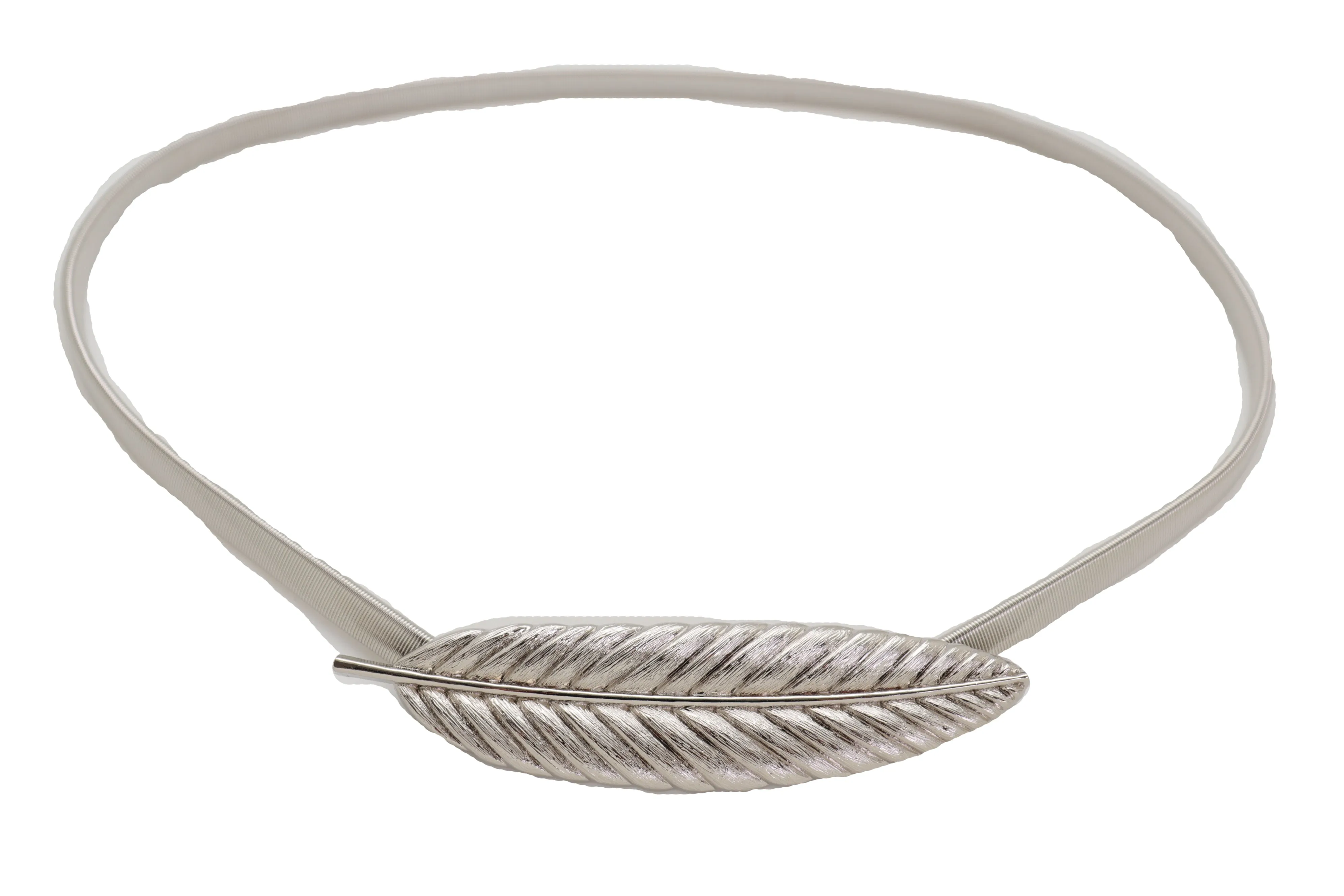 Silver Metal Leaf Elastic Waistband Fashion Belt Hip High Waist Size S M L