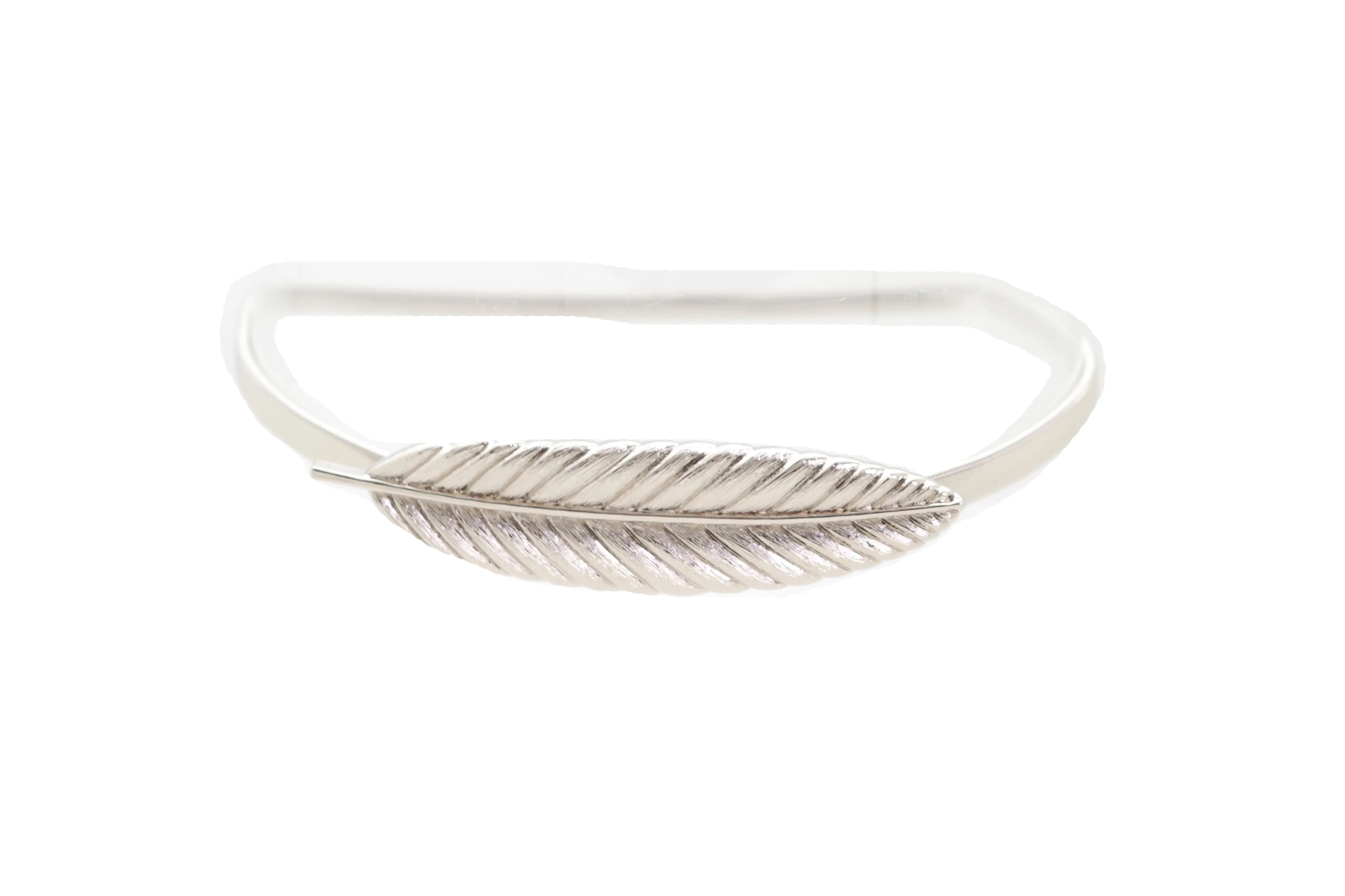 Silver Metal Leaf Elastic Waistband Fashion Belt Hip High Waist Size S M L