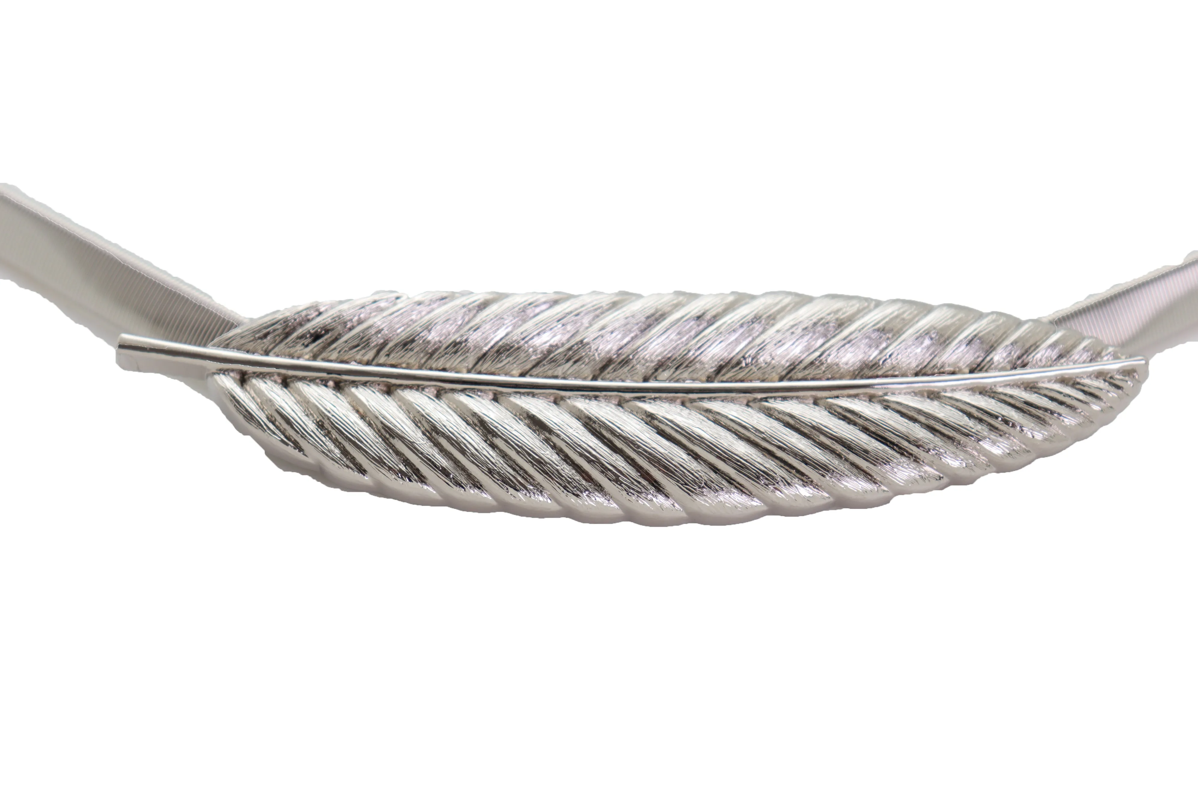 Silver Metal Leaf Elastic Waistband Fashion Belt Hip High Waist Size S M L