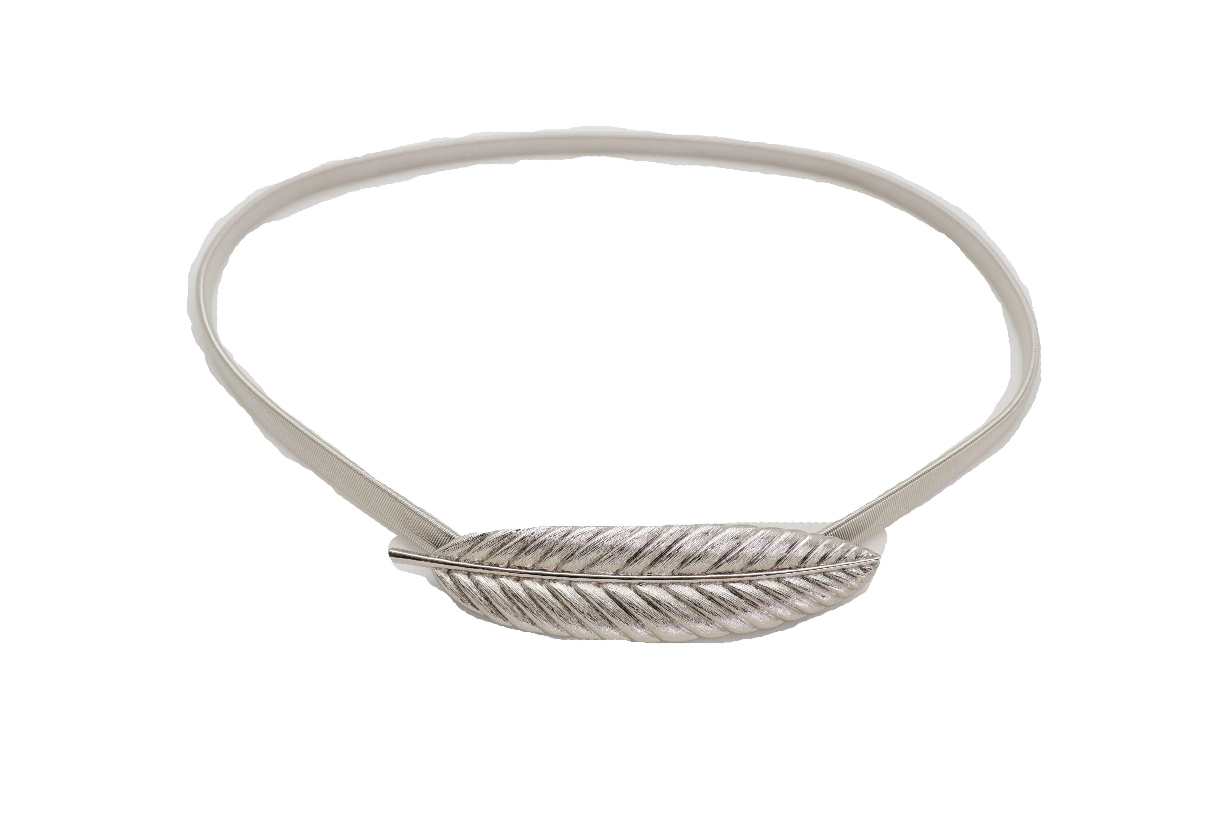 Silver Metal Leaf Elastic Waistband Fashion Belt Hip High Waist Size S M L