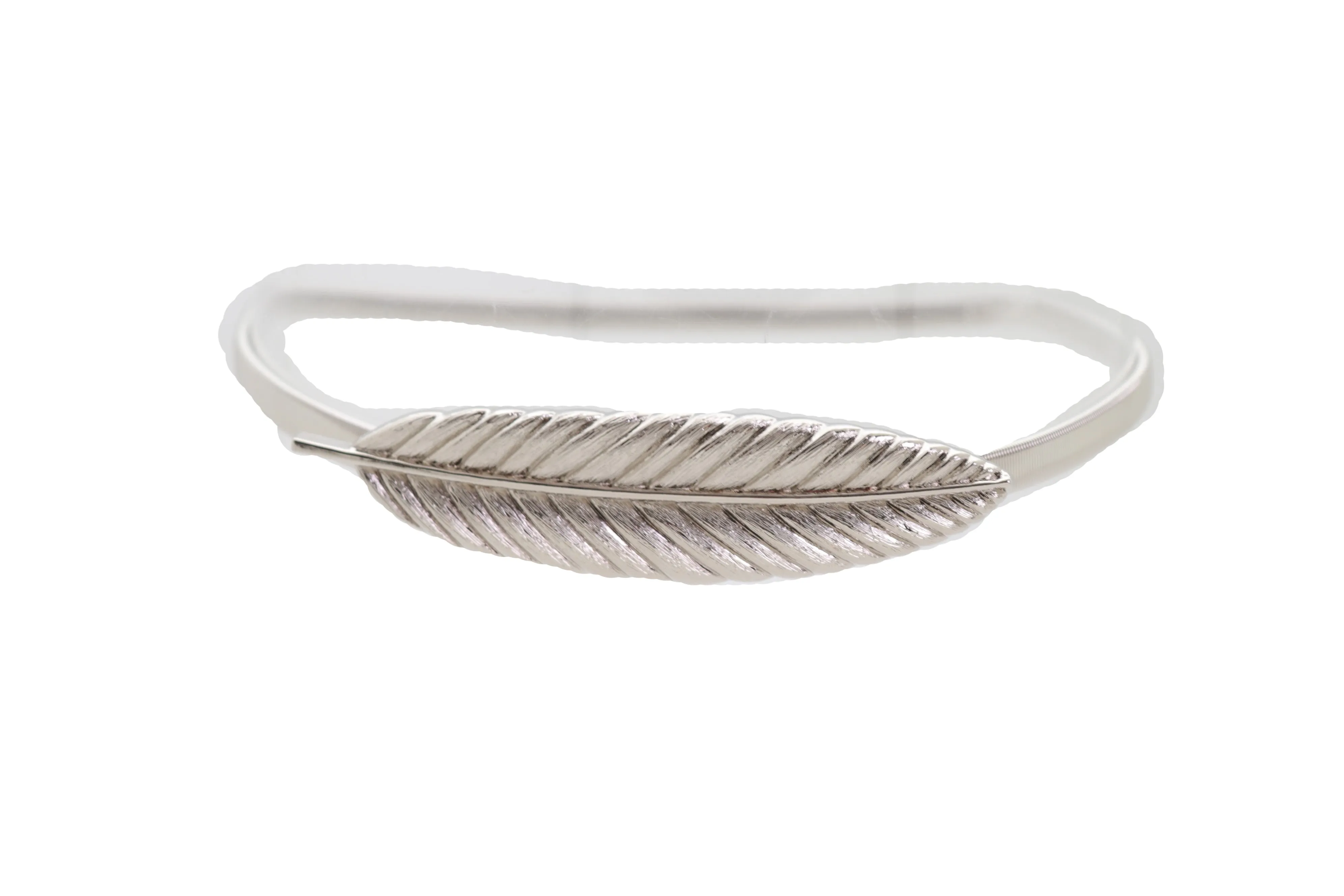 Silver Metal Leaf Elastic Waistband Fashion Belt Hip High Waist Size S M L