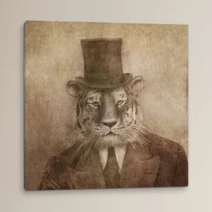 Sir Tiger' Graphic Art on Wrapped Canvas East Urban Home Size: 12" H x 12" W x 0.75" D