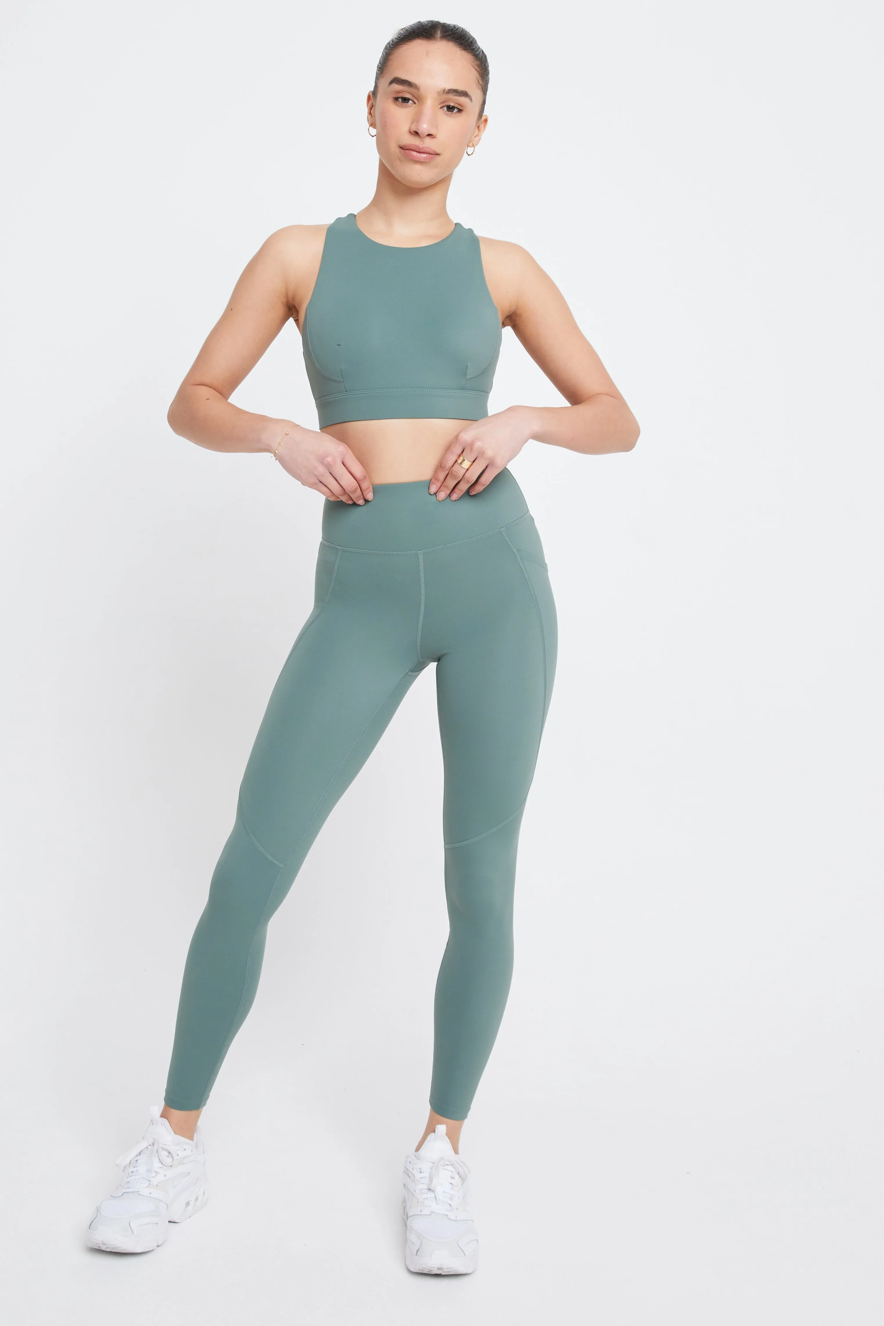 SKINLUXE OPEN BACK SPORTS BRA - LEAF GREEN