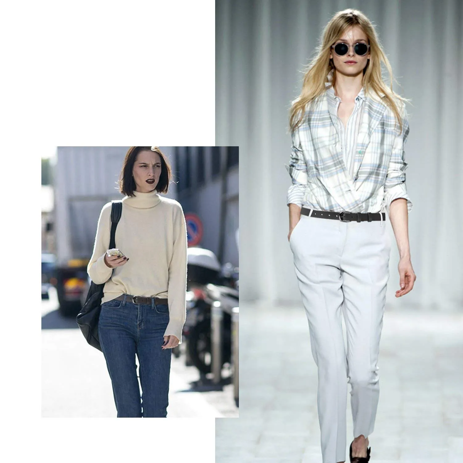 Skinny Jeans Leather Belt for Women Luxury Dress Belts With Classic Buckle