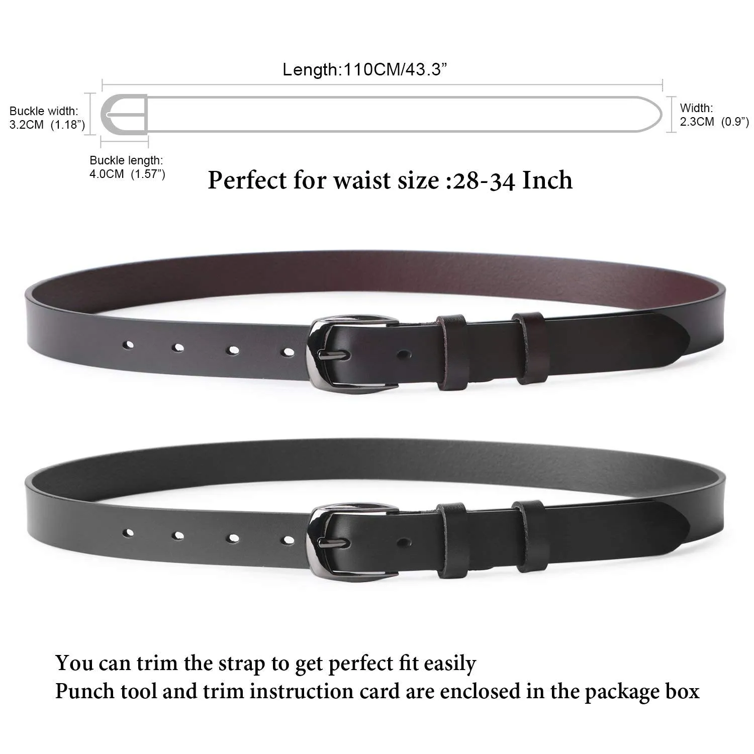 Skinny Jeans Leather Belt for Women Luxury Dress Belts With Classic Buckle