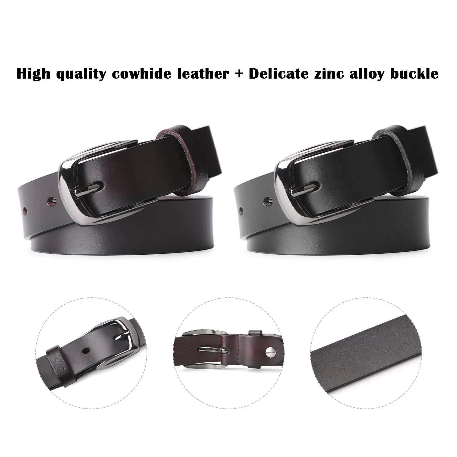 Skinny Jeans Leather Belt for Women Luxury Dress Belts With Classic Buckle