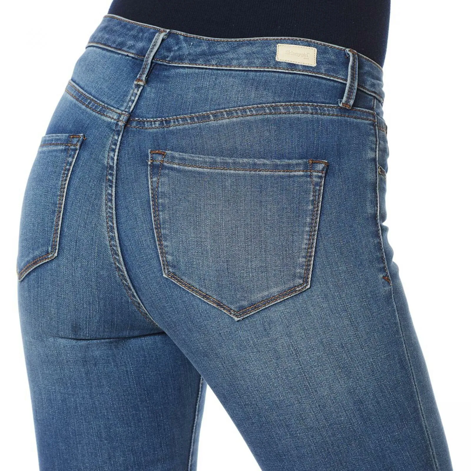 Skinnygirl Women's Mid Rise Sharkbite Hem Skinny Jeans