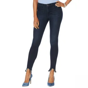 Skinnygirl Women's Mid Rise Sharkbite Hem Skinny Jeans